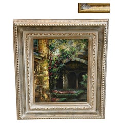 Quadro originale di metà secolo con ampia cornice di colore chiaro