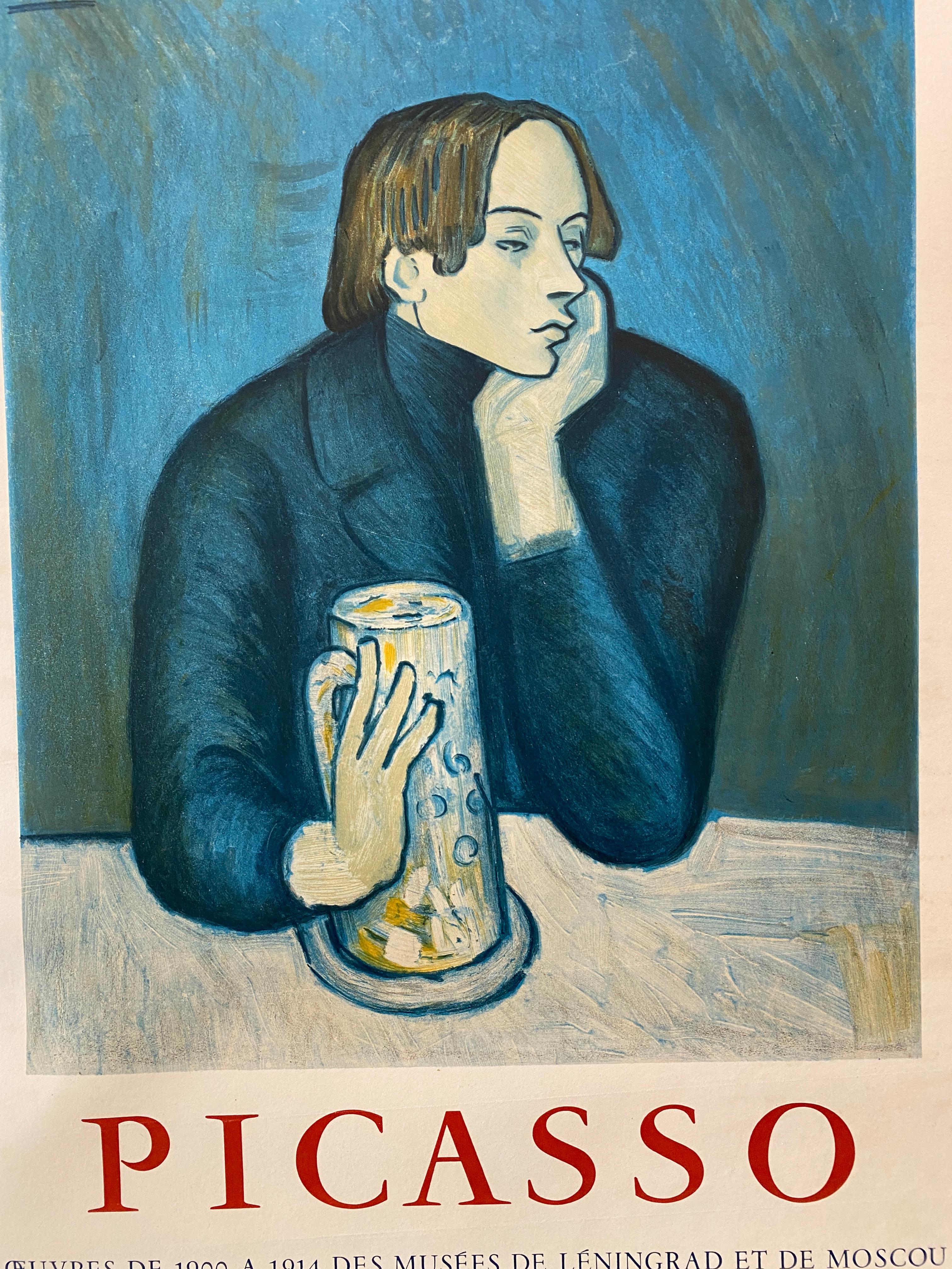 Cartel original de mediados de siglo de la exposición francesa PICASSO, 
