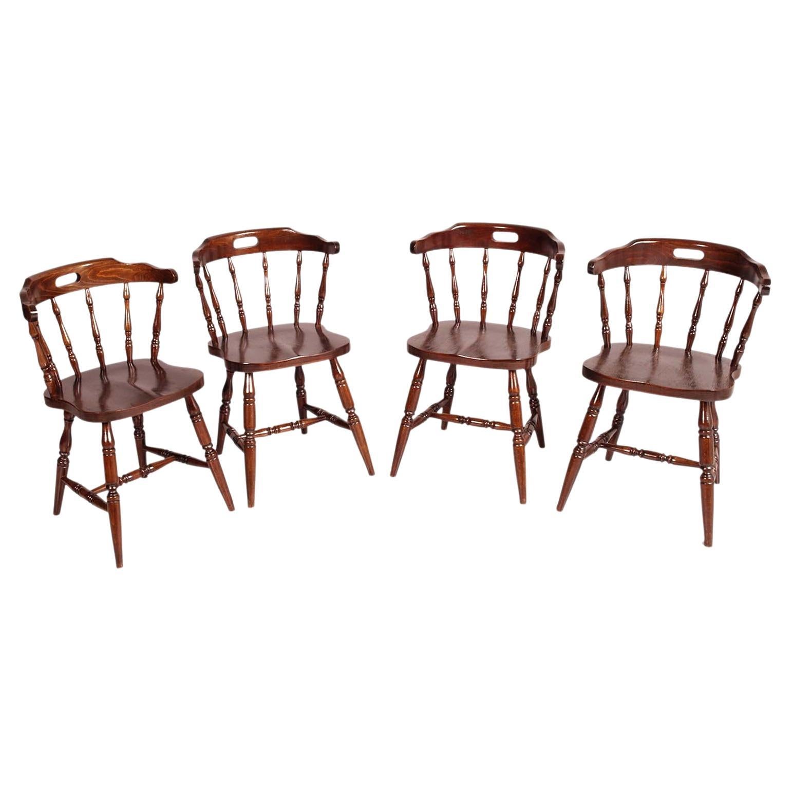 Mid Century Original Tyrolean Robust Armchairs in Chestnut Wood, Wax Polished For Sale