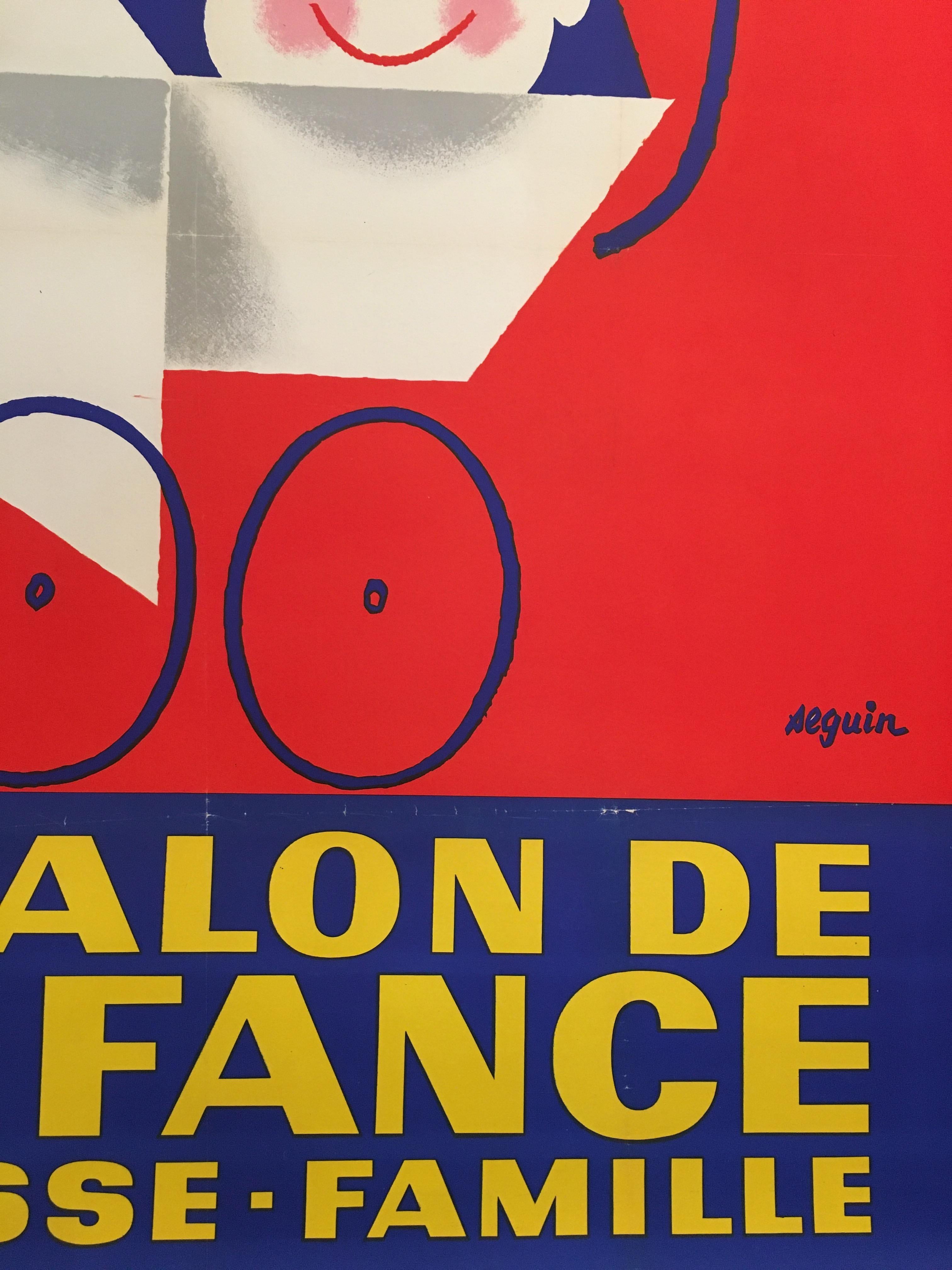 Original Vintage Poster aus der Mitte des Jahrhunderts, 'Salon De L'enfance' von Seguin (Französisch) im Angebot