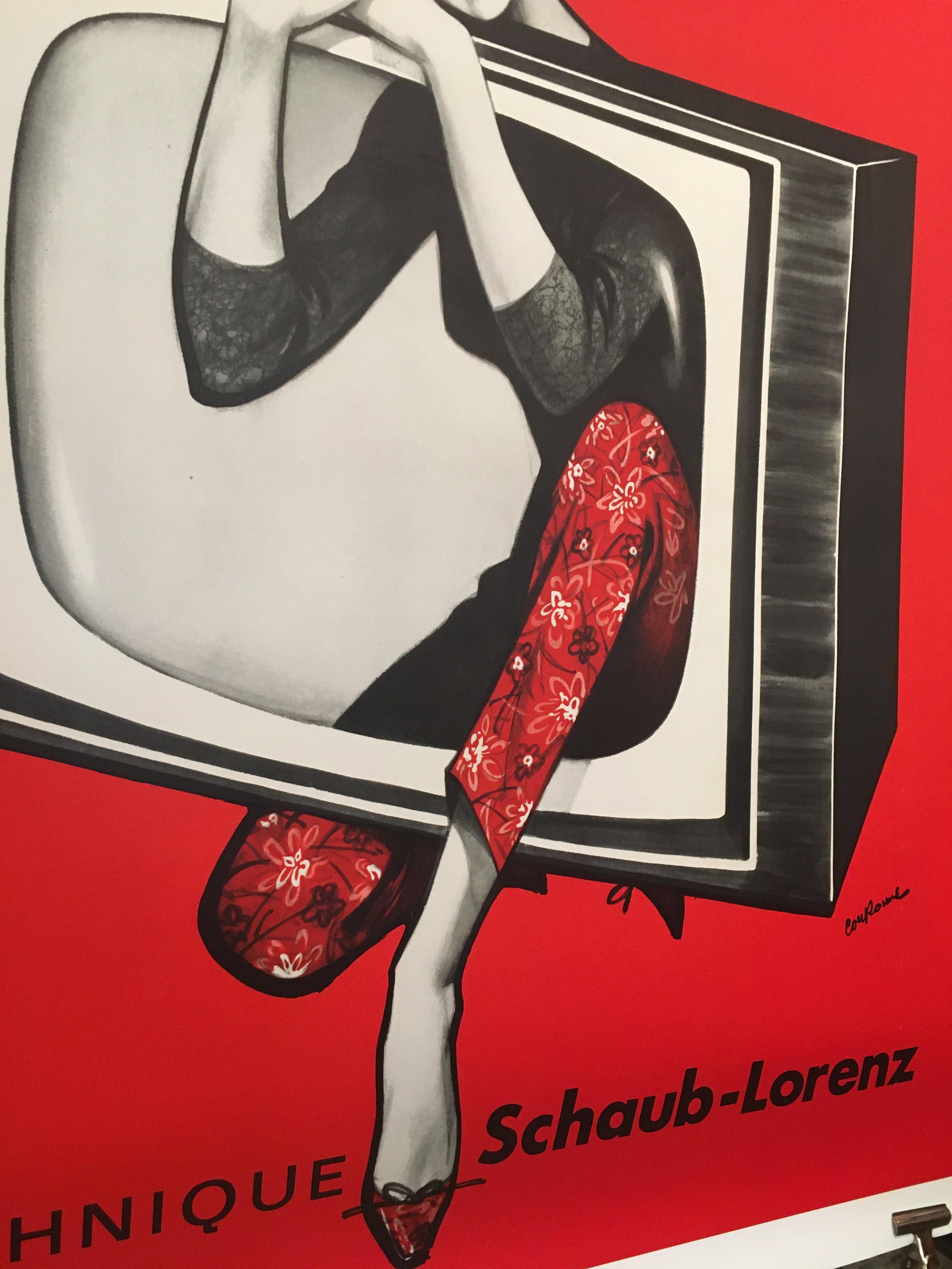 International Style Midcentury Original Vintage French Poster, 'Schaub-Lorenz Television L.M.T.'