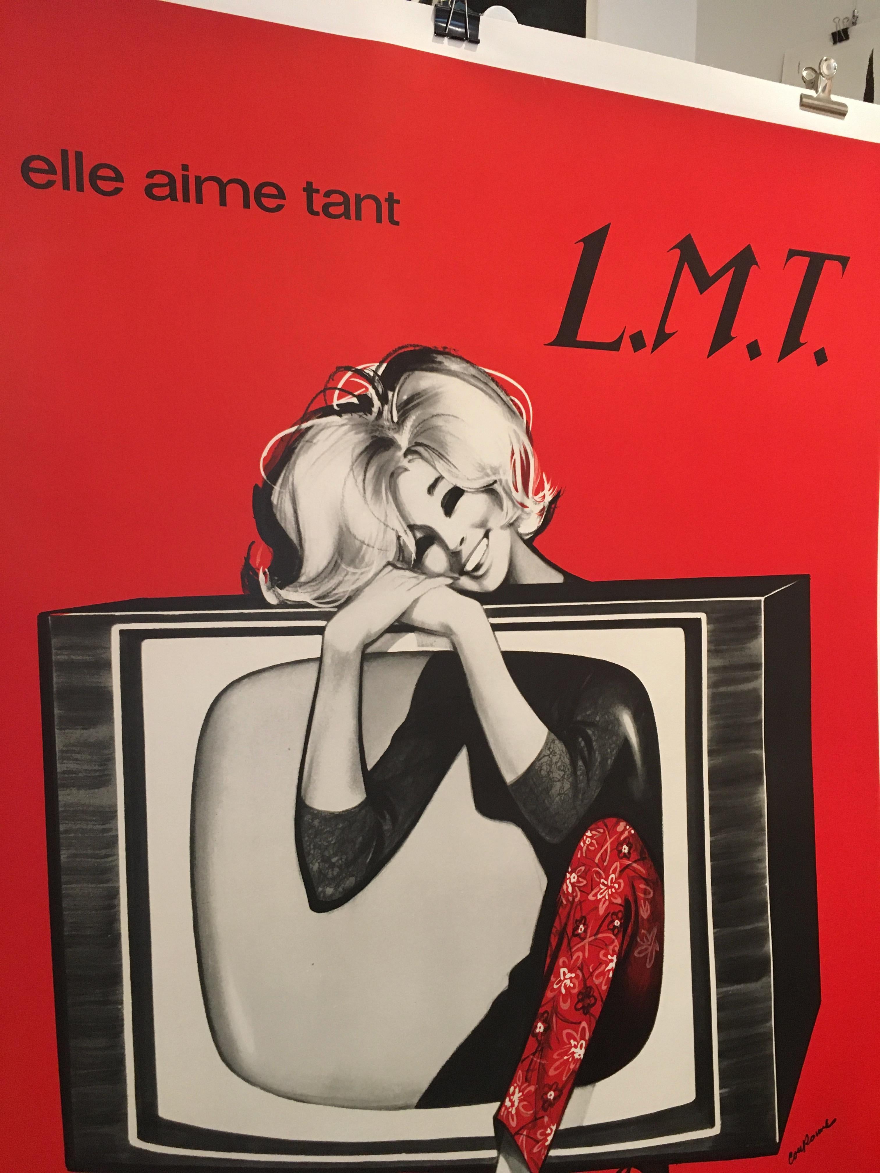 Mid-20th Century Midcentury Original Vintage French Poster, 'Schaub-Lorenz Television L.M.T.'