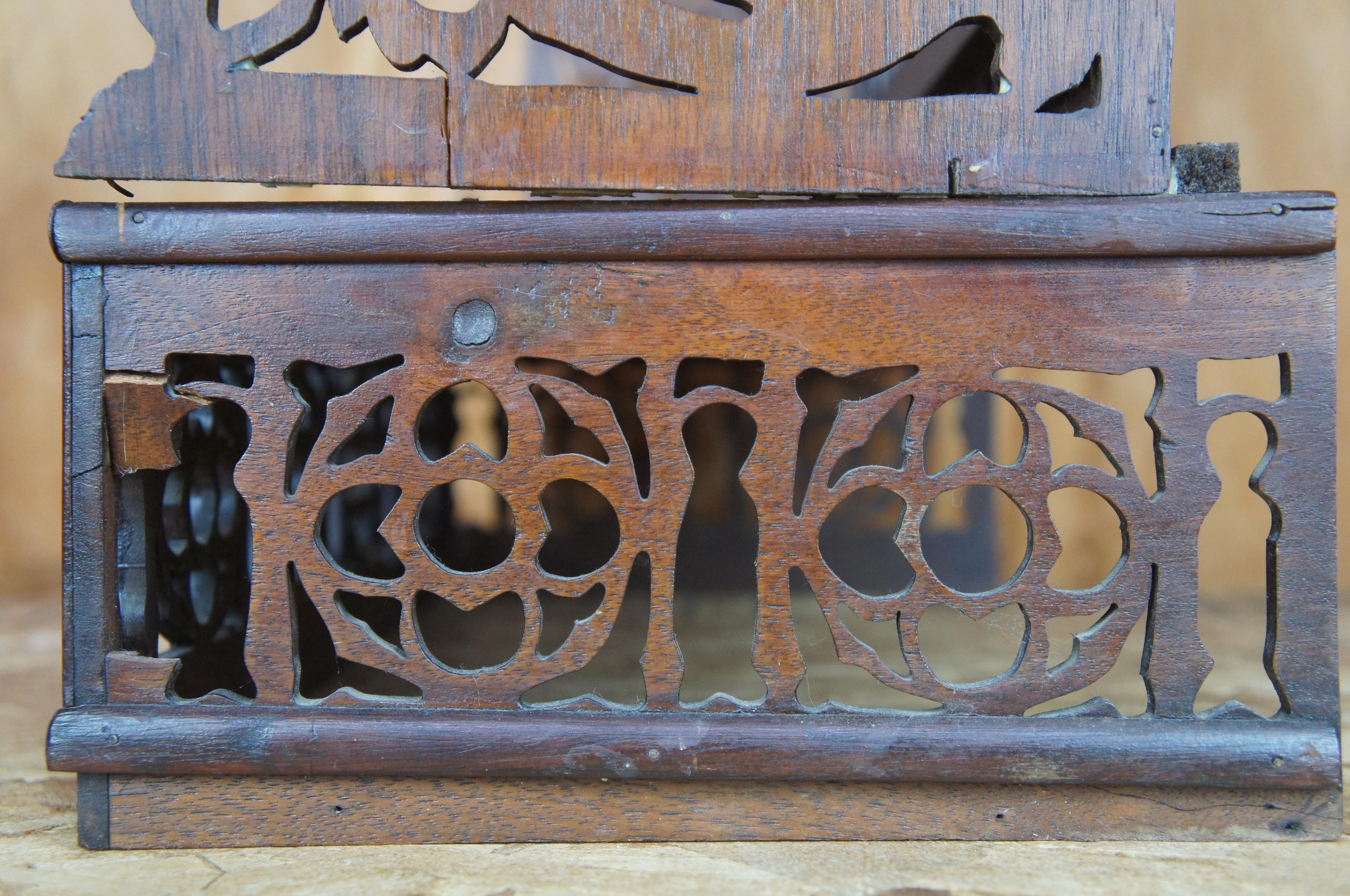 Chinoiserie Mid-Century Ornate Reticulated Pierced Dragon Desktop Vanity Altar Shelf Mirror For Sale