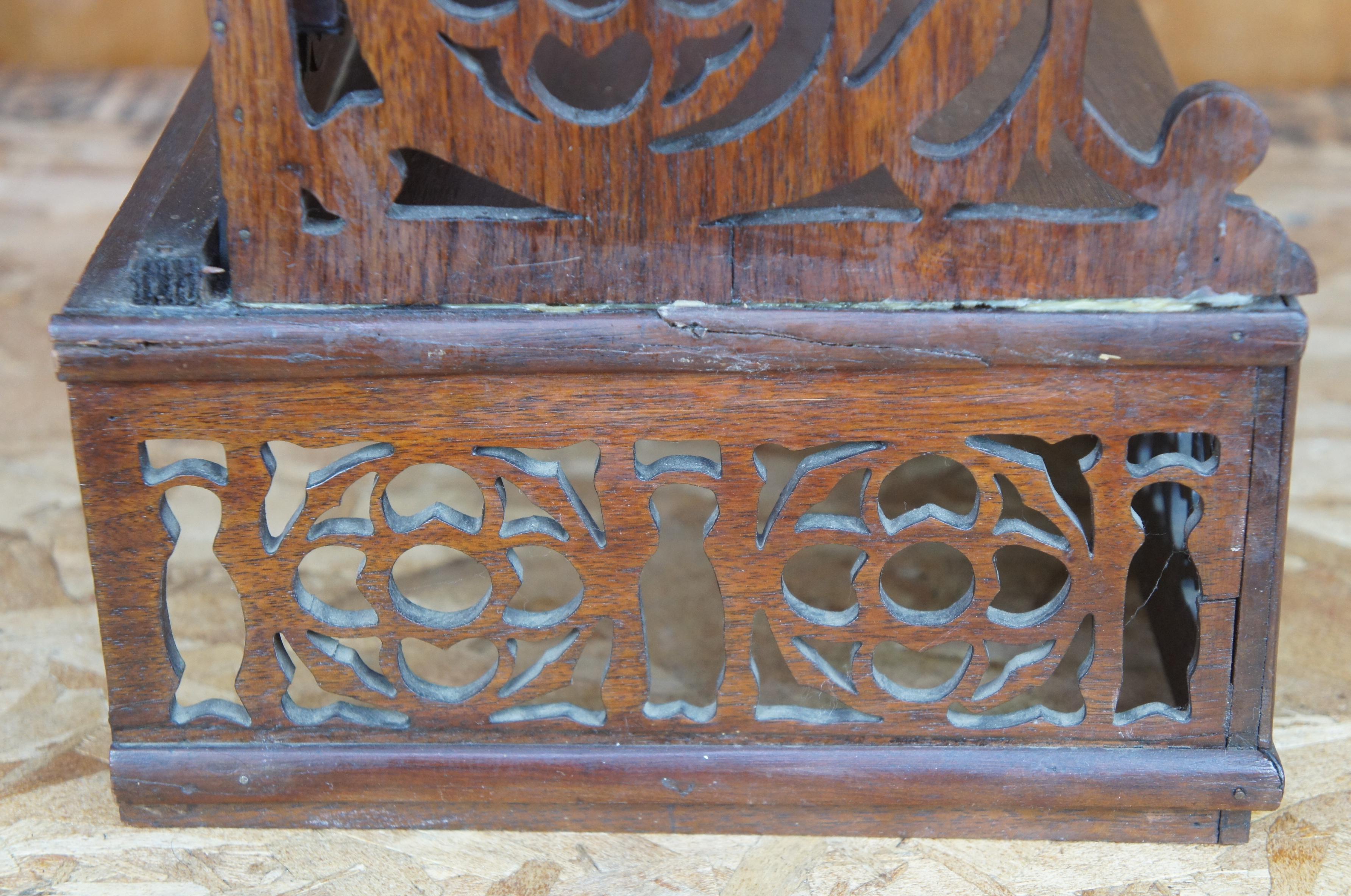 Mid-Century Ornate Reticulated Pierced Dragon Desktop Vanity Altar Shelf Mirror For Sale 1