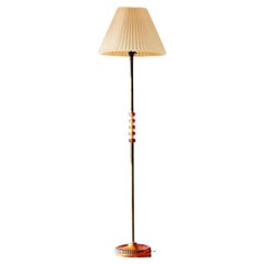 Mid-Century Orrefors Floor Lamp in Amber Glass by Carl Fagerlund