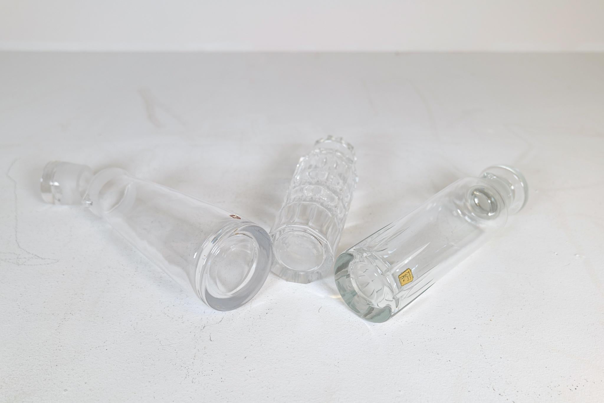 Mid-Century Orrefors Kosta and Johansfors Crystal Decanters with Stopper Sweden 9