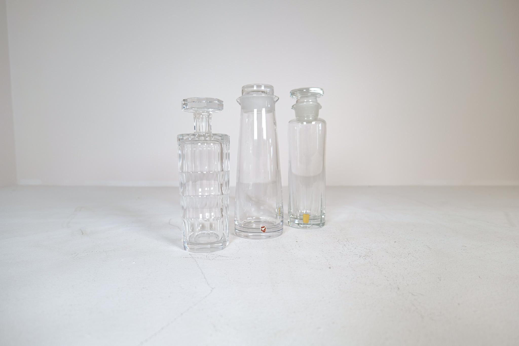 Mid-Century Modern Mid-Century Orrefors Kosta and Johansfors Crystal Decanters with Stopper Sweden
