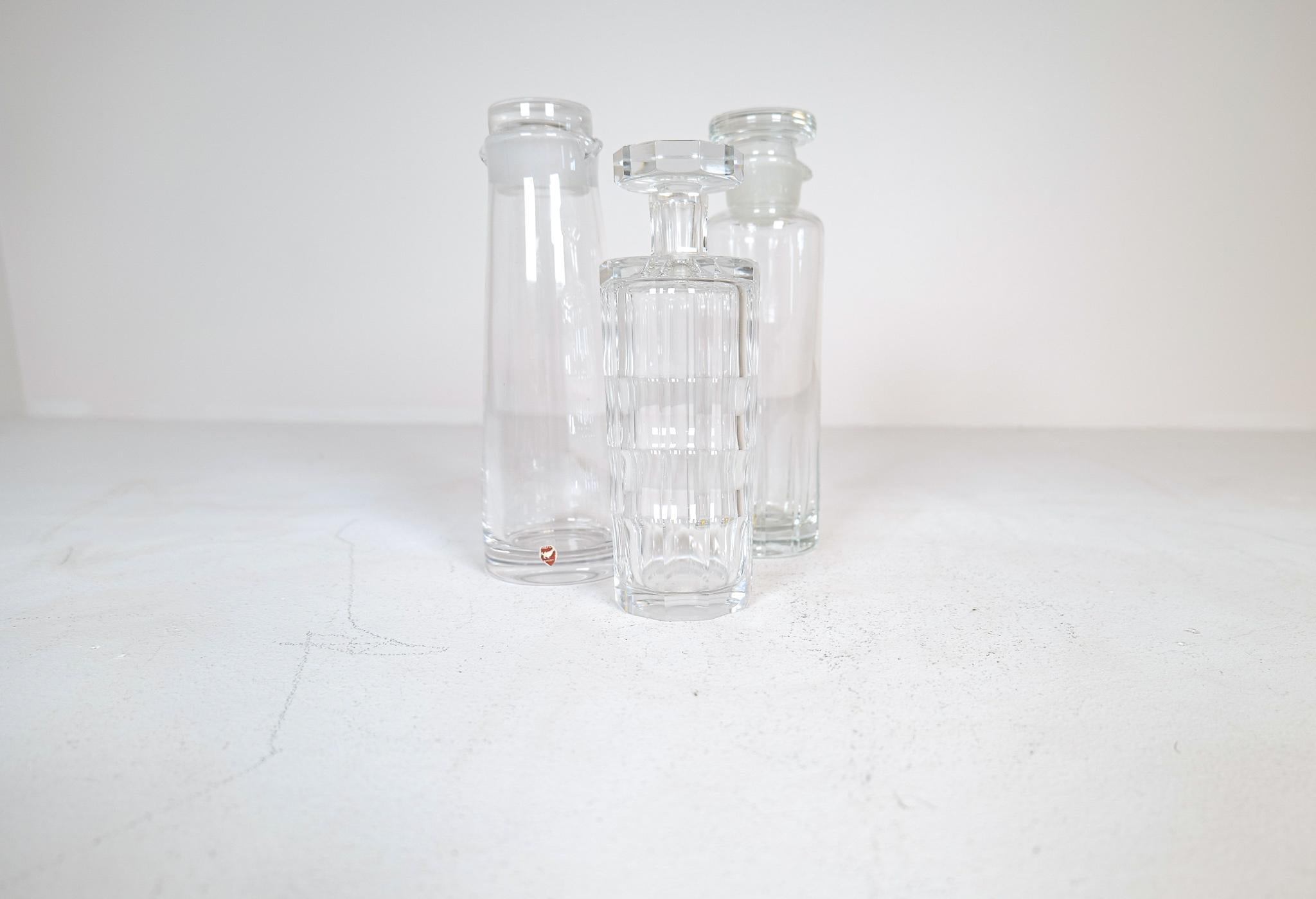 Mid-Century Orrefors Kosta and Johansfors Crystal Decanters with Stopper Sweden In Good Condition In Hillringsberg, SE