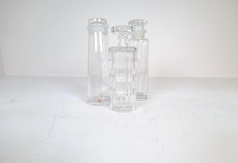 Mid-Century Orrefors Kosta and Johansfors Crystal Decanters with Stopper Sweden In Good Condition For Sale In Langserud, SE