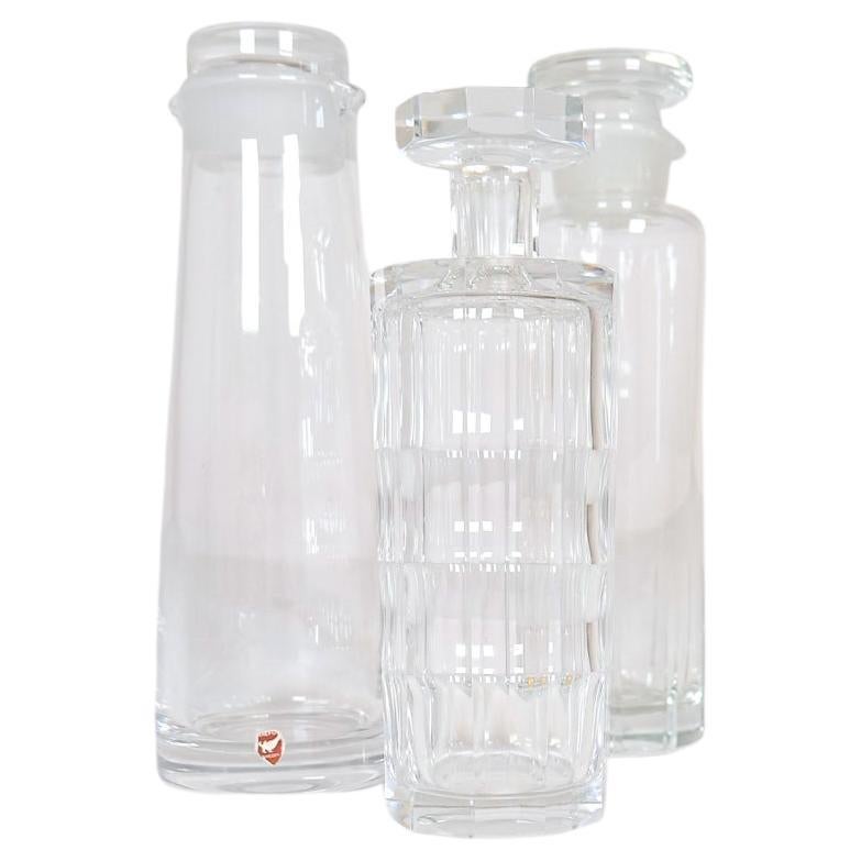 Mid-Century Orrefors Kosta and Johansfors Crystal Decanters with Stopper Sweden