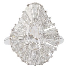 Mid Century Oscar Heyman Bros GIA 1.01 Pear Cut Diamond Platinum Ballerina Ring