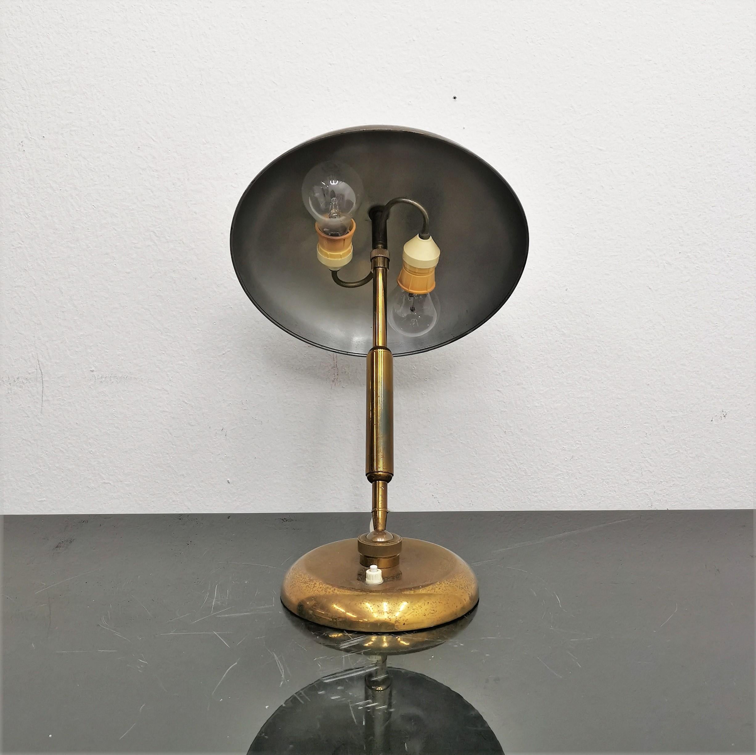 Mid-Century Modern Mid-Century Oscar Torlasco Adjustable Brass Table Lamp 50s, Italy