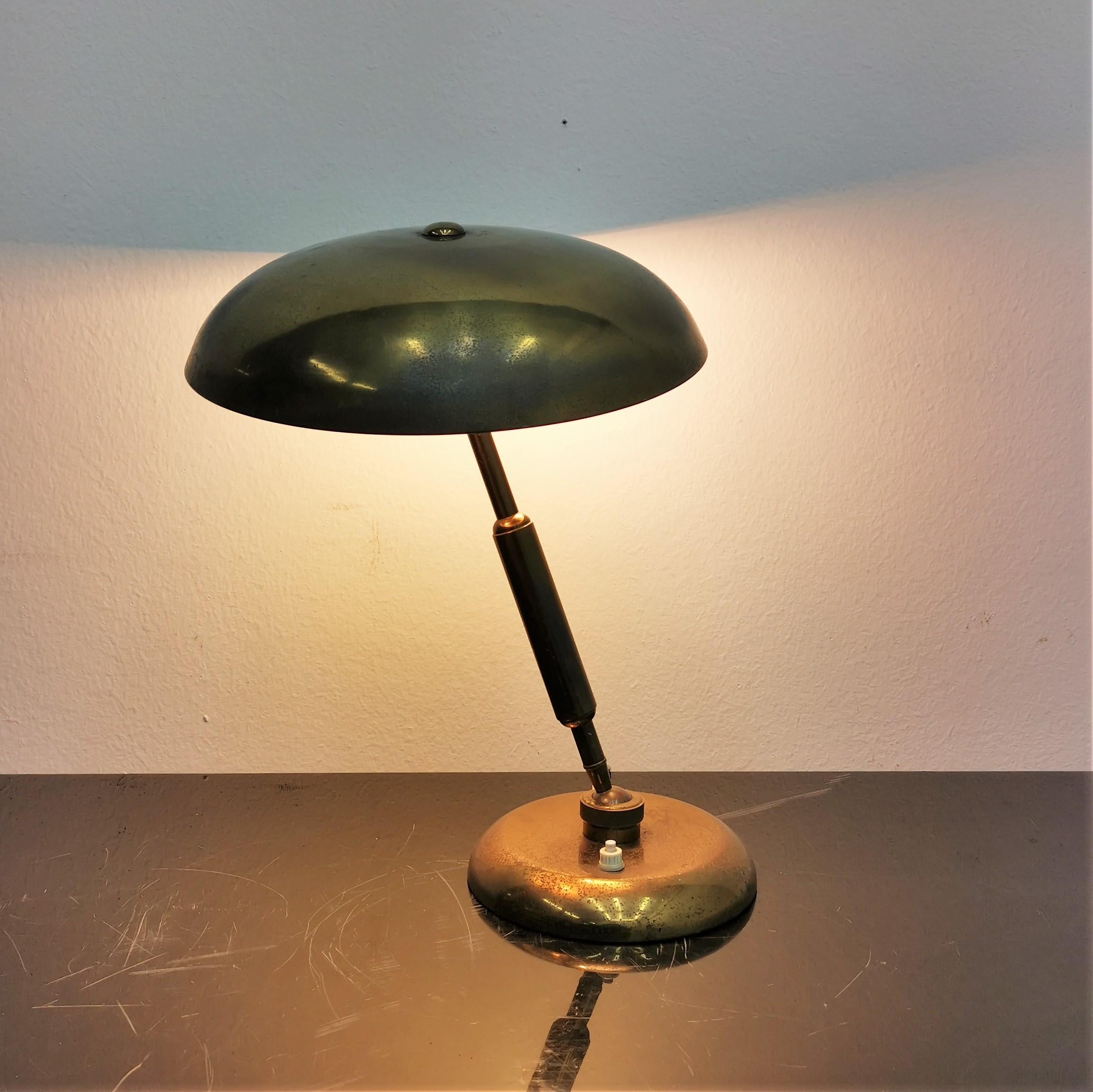 Mid-Century Oscar Torlasco Adjustable Brass Table Lamp 50s, Italy 1