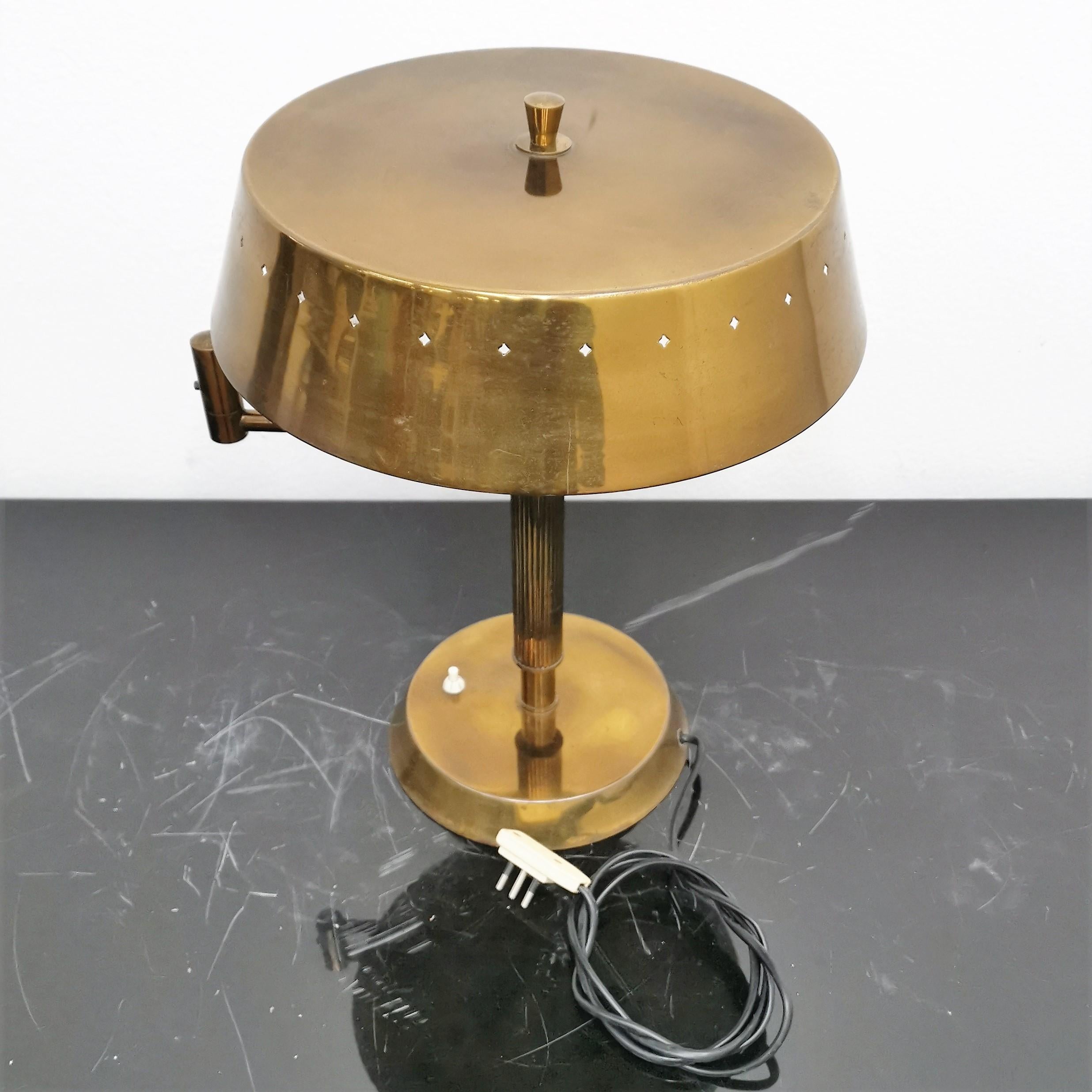 Mid-Century Oscar Torlasco Brushed Brass Swing-Arm Table Lamp 50s, Italy 13