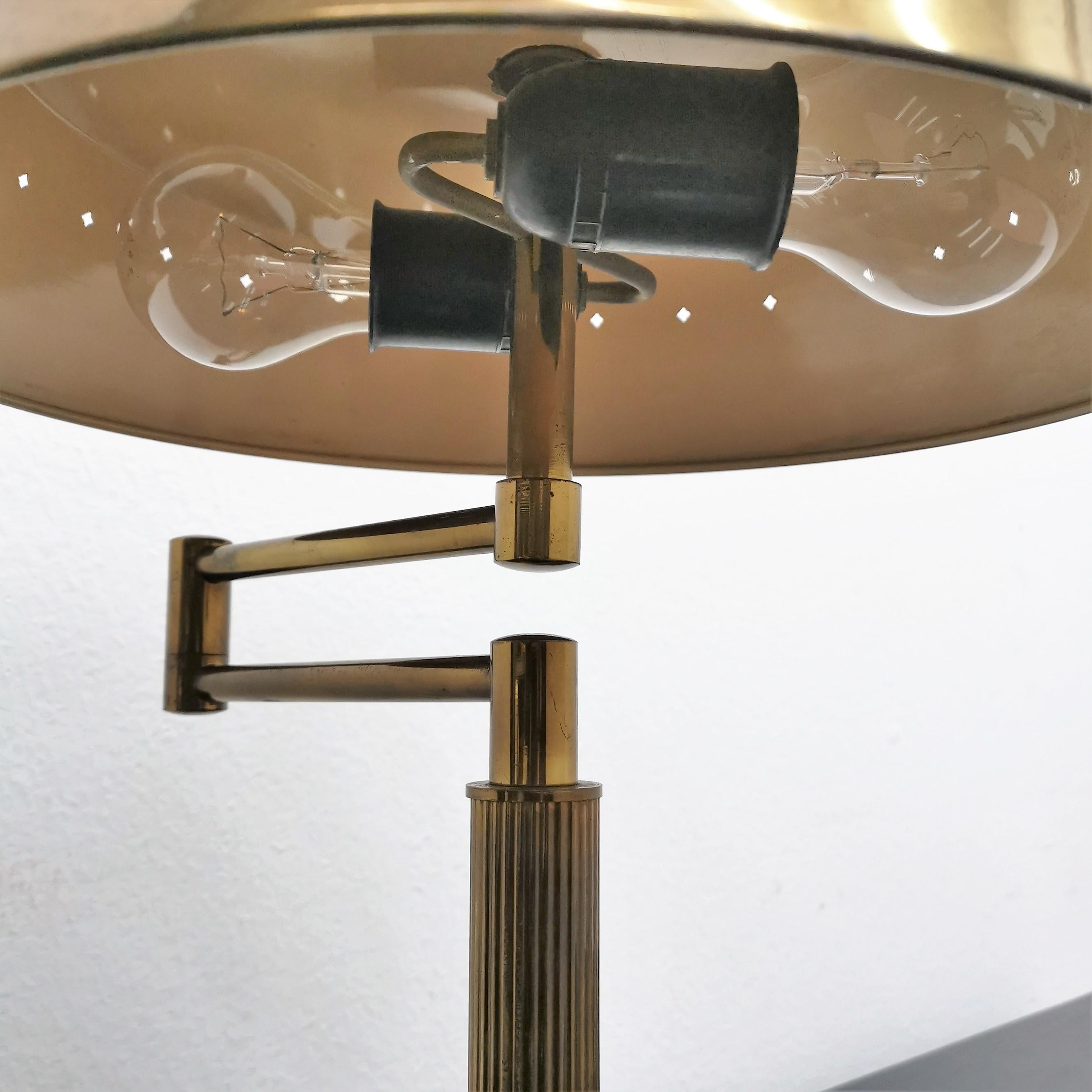 Mid-Century Modern Mid-Century Oscar Torlasco Brushed Brass Swing-Arm Table Lamp 50s, Italy