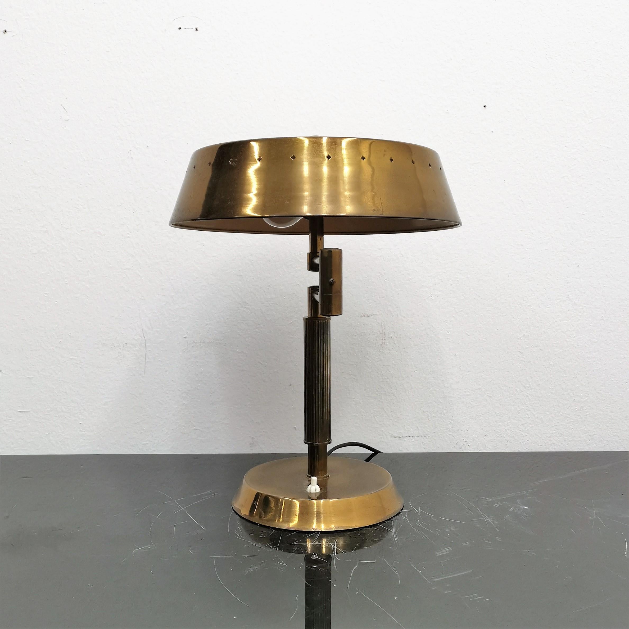 Mid-20th Century Mid-Century Oscar Torlasco Brushed Brass Swing-Arm Table Lamp 50s, Italy