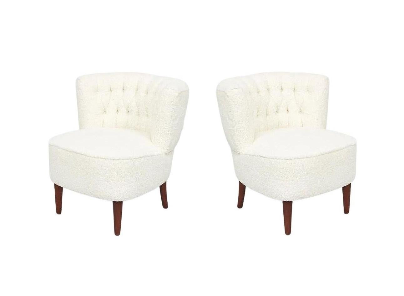 Mid-Century Otto Schultz Lounge Chairs in Bouclé, Sweden, ca 1950s For Sale 6
