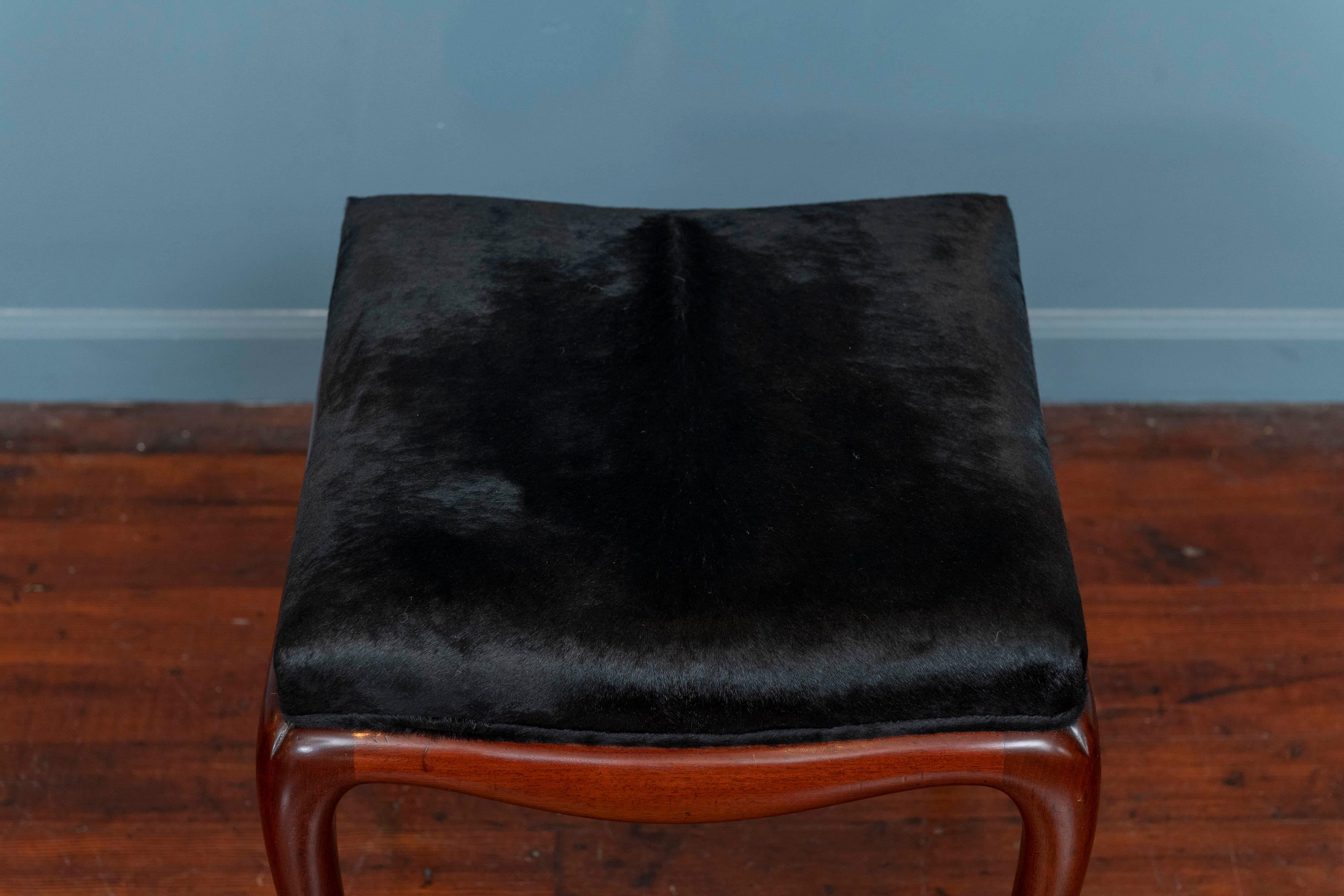 Mid-Century Modern Mid-Century Ottoman with Cowhide Upholstery For Sale