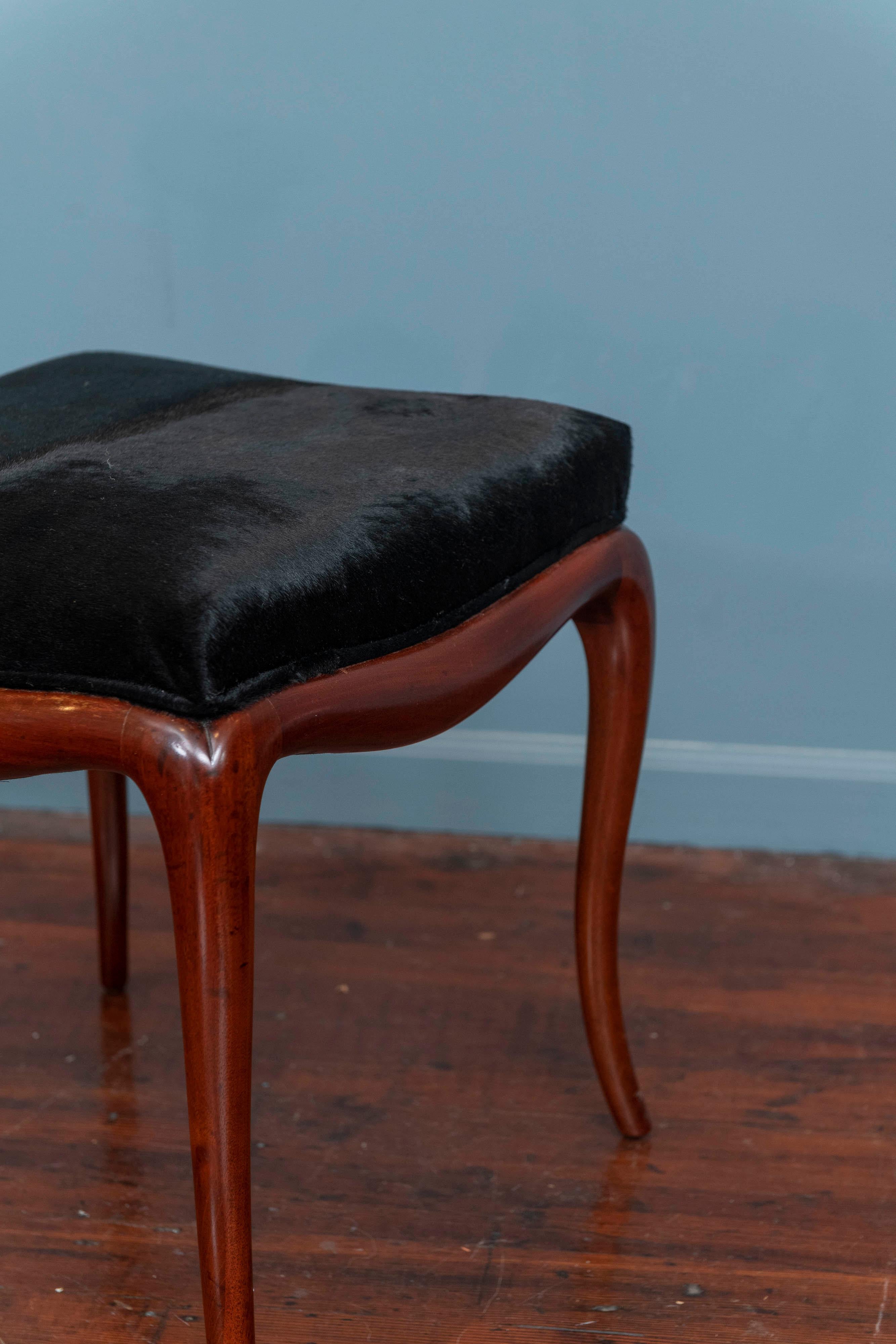 Mid-20th Century Mid-Century Ottoman with Cowhide Upholstery For Sale