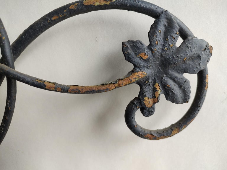Midcentury Outdoor Iron Plant Candle or Vase Holder Grape and Leaf