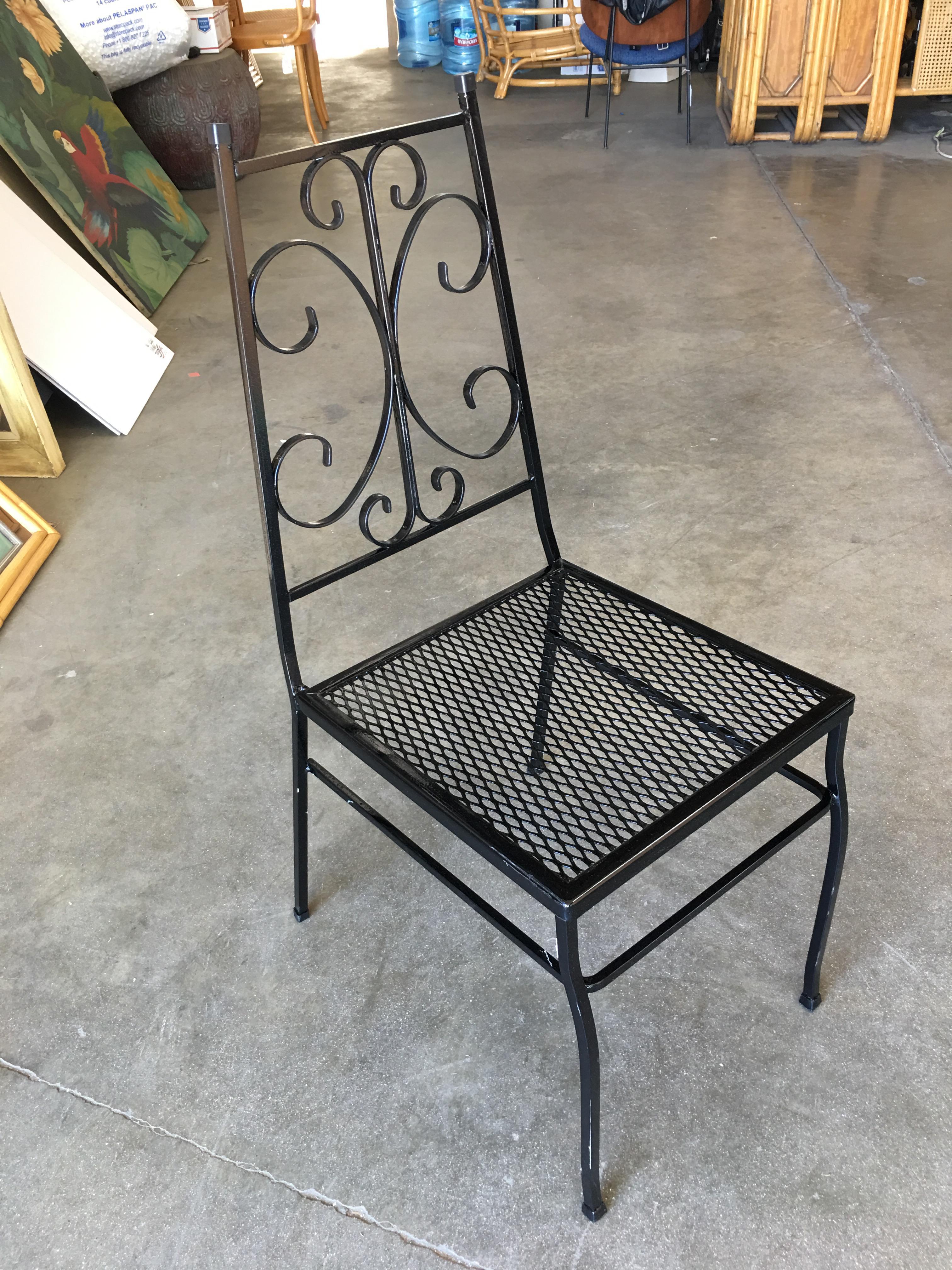 American Midcentury Outdoor/Patio Side Chair with Scrolling Pattern, Set of Four For Sale