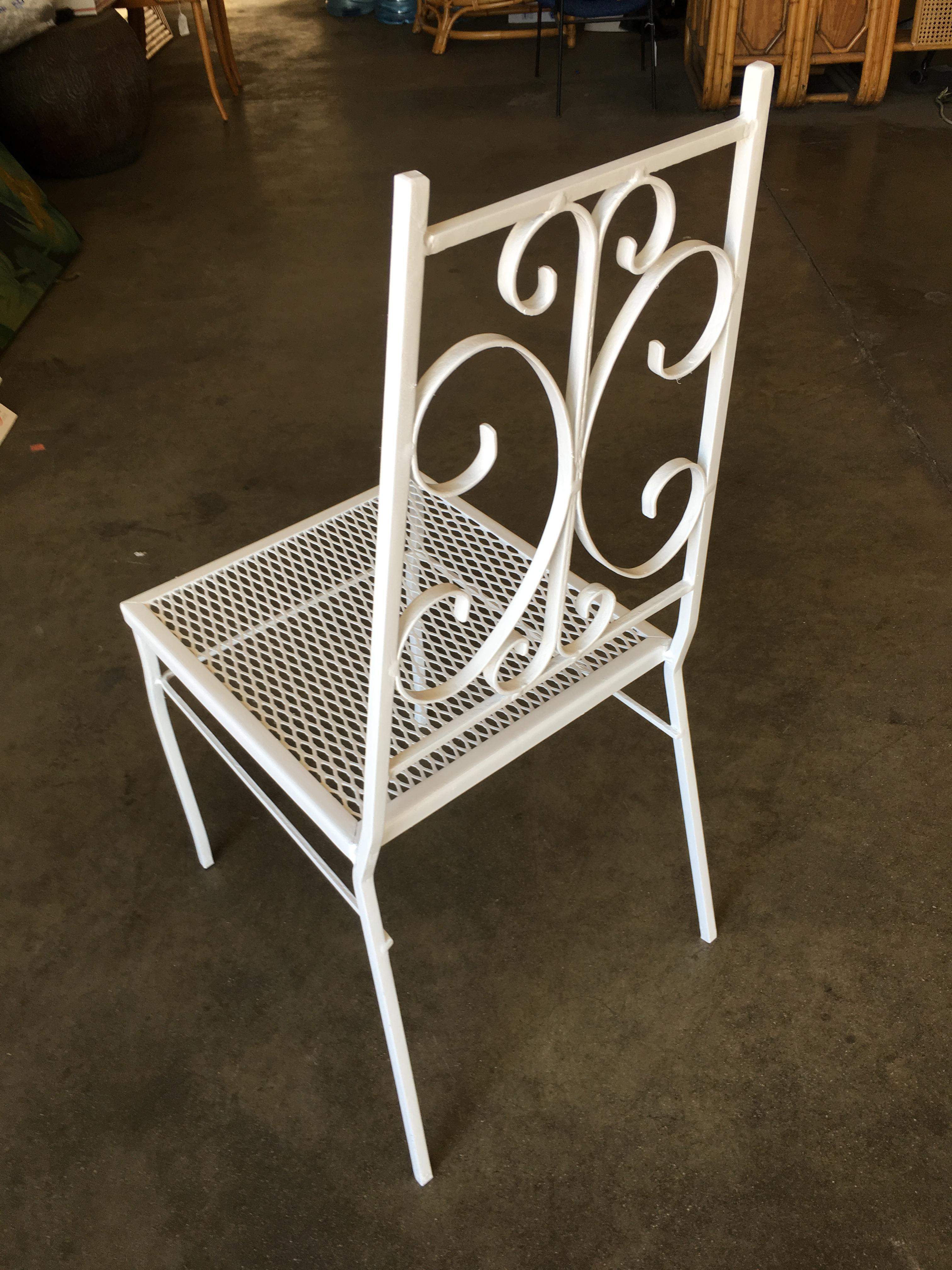 Midcentury Outdoor/Patio Side Chair with Scrolling Pattern, Set of Four In Excellent Condition For Sale In Van Nuys, CA
