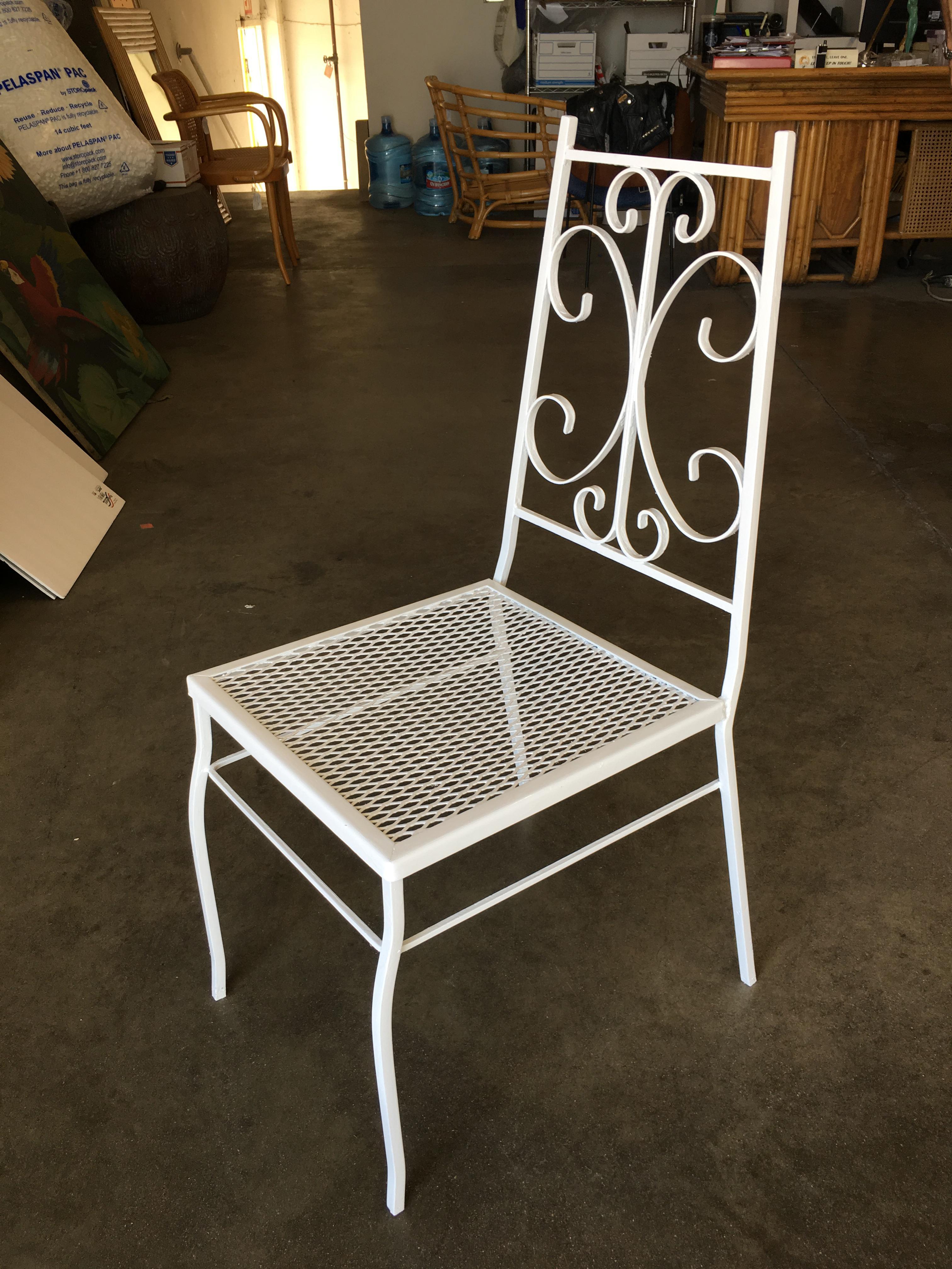 Mid-20th Century Midcentury Outdoor/Patio Side Chair with Scrolling Pattern, Set of Four For Sale