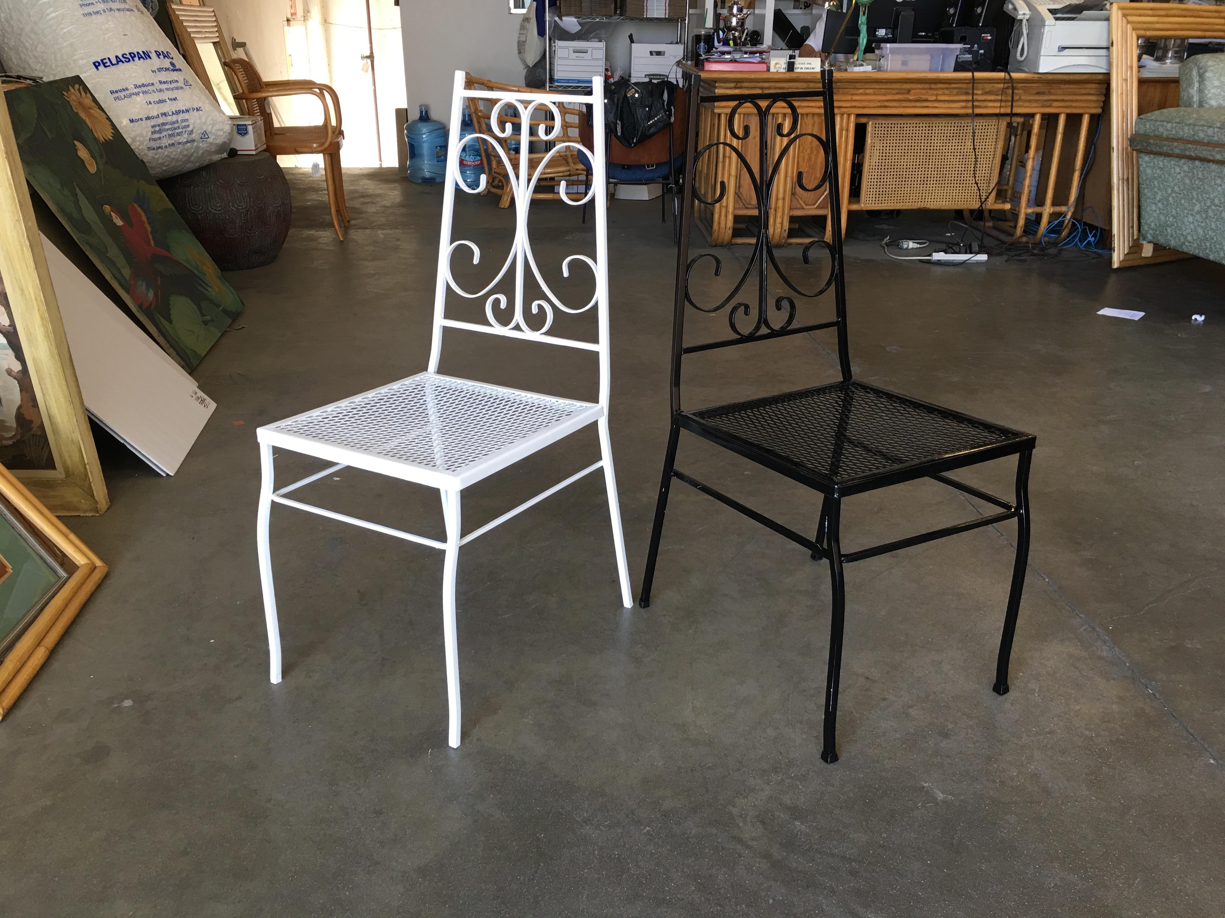 Midcentury Outdoor/Patio Side Chair with Scrolling Pattern, Set of Four For Sale 1