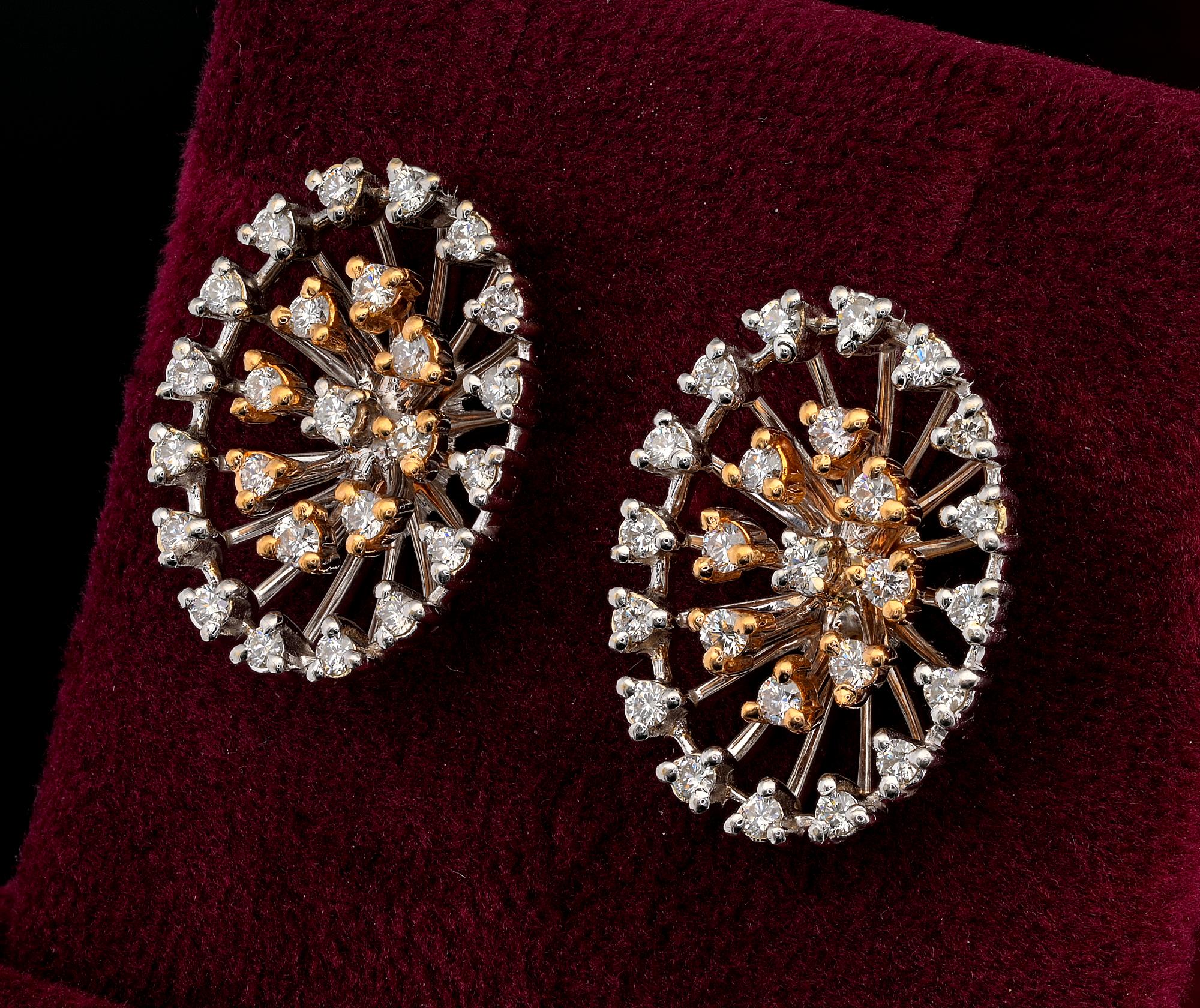 Mid Century Oval 1.50 Ct Diamond Earrings 18 KT gold Damen im Angebot