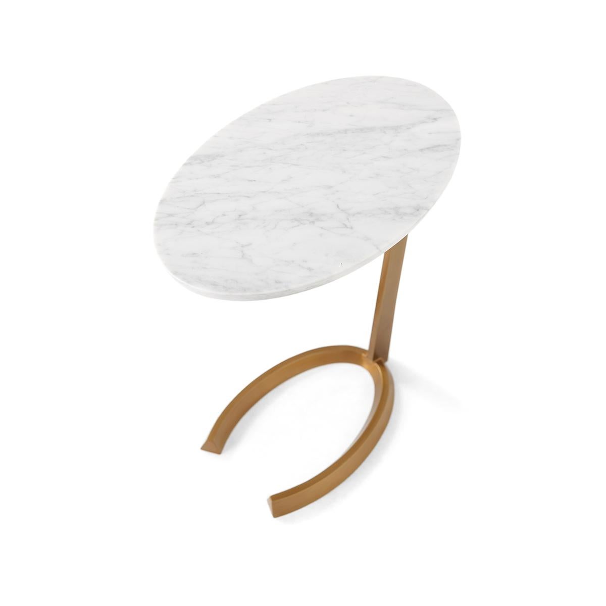 Contemporary Mid Century Oval Accent Table For Sale