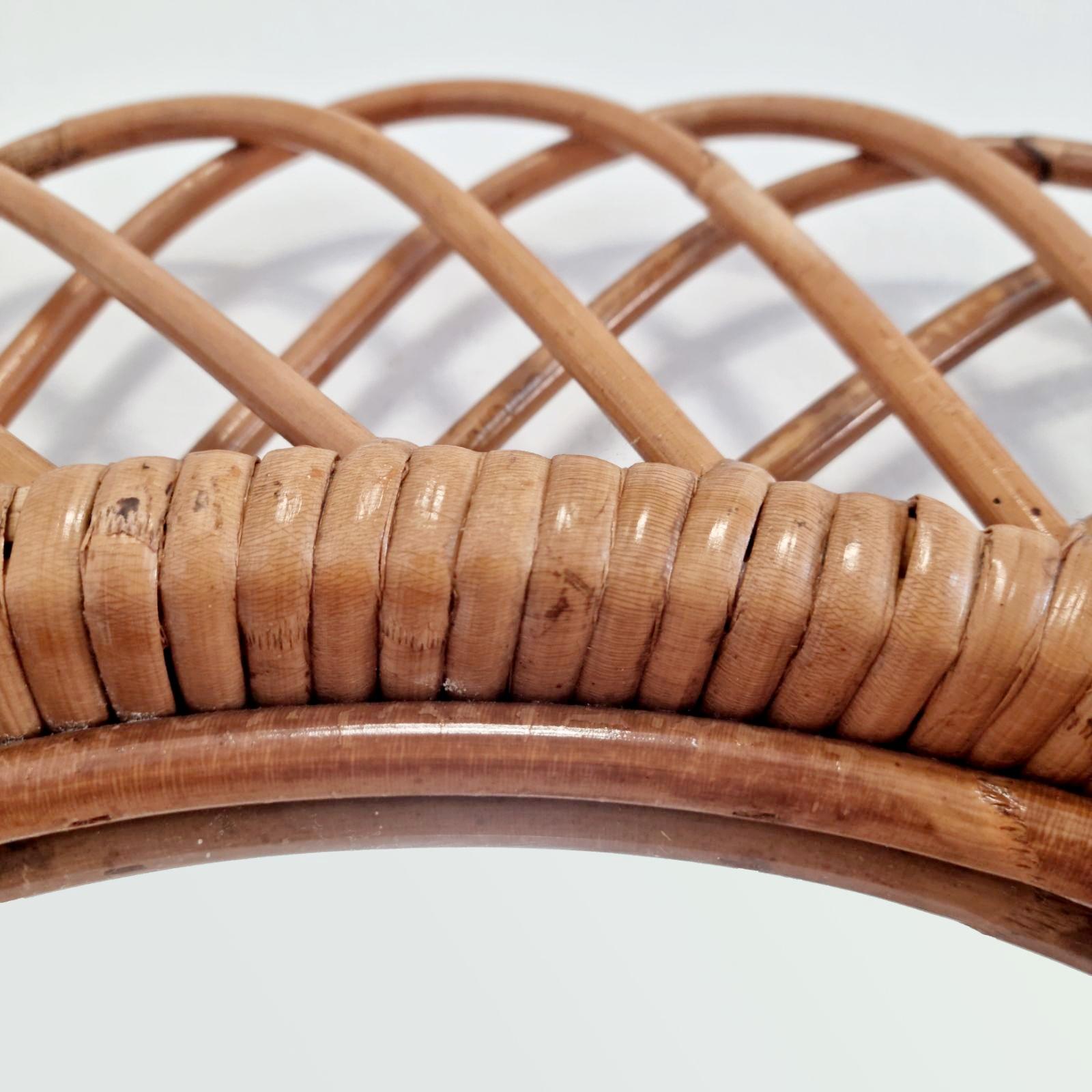 Mid-20th Century Mid Century Oval Bamboo Mirror Italy 60s