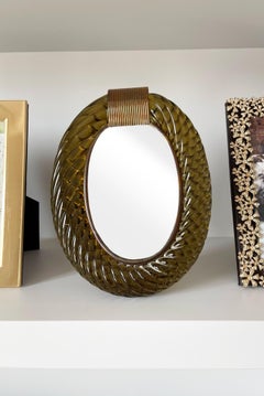 Mid-Century Oval Barovier & Toso Deep Amber Murano Glass Torchon Picture Frame