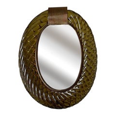 Mid-Century Oval Barovier 
Toso Deep Amber Murano Glass Torchon Picture Frame