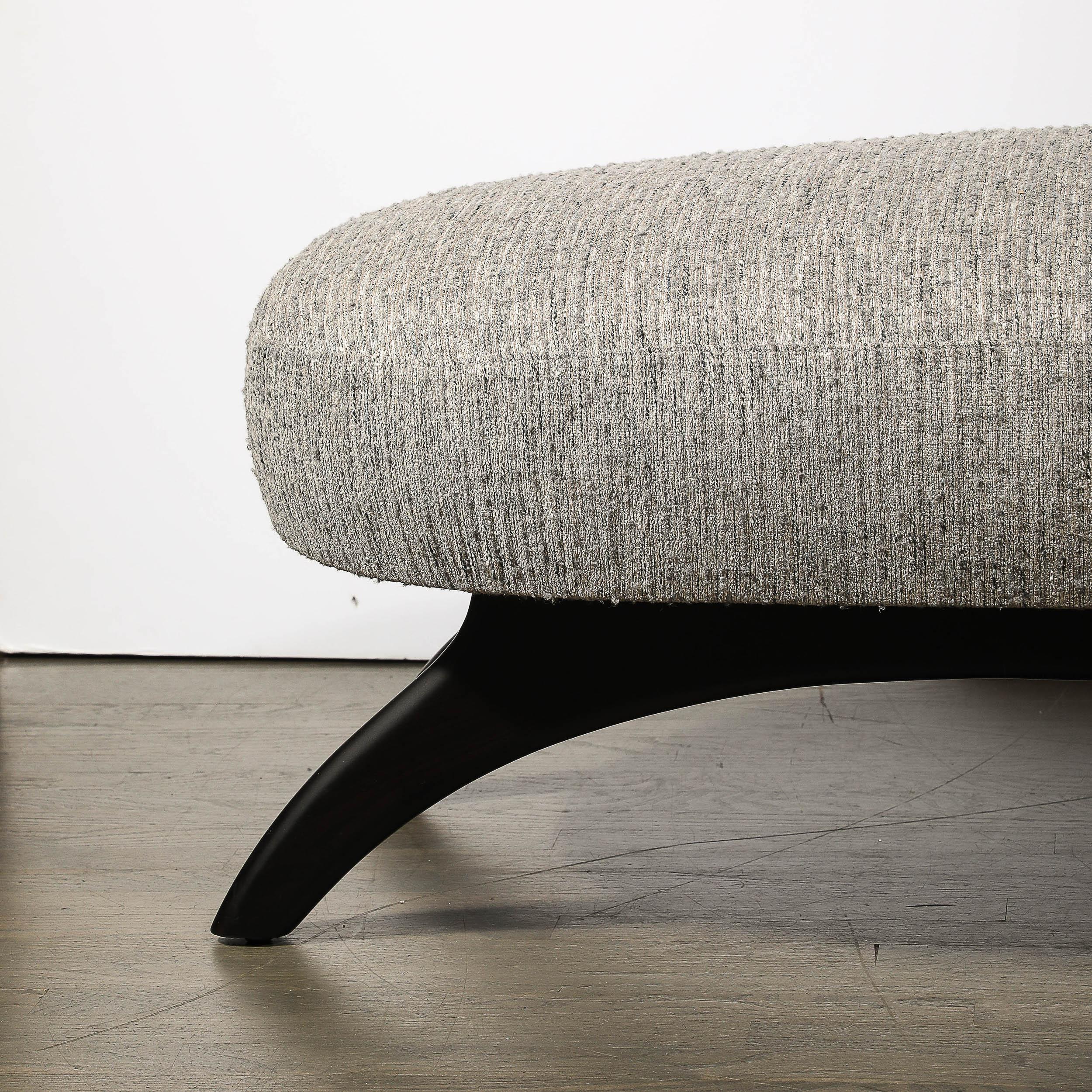 Mid-Century Oval Bench W/ Sculptural Ebonized Walnut Supports by Adrian Pearsall 3