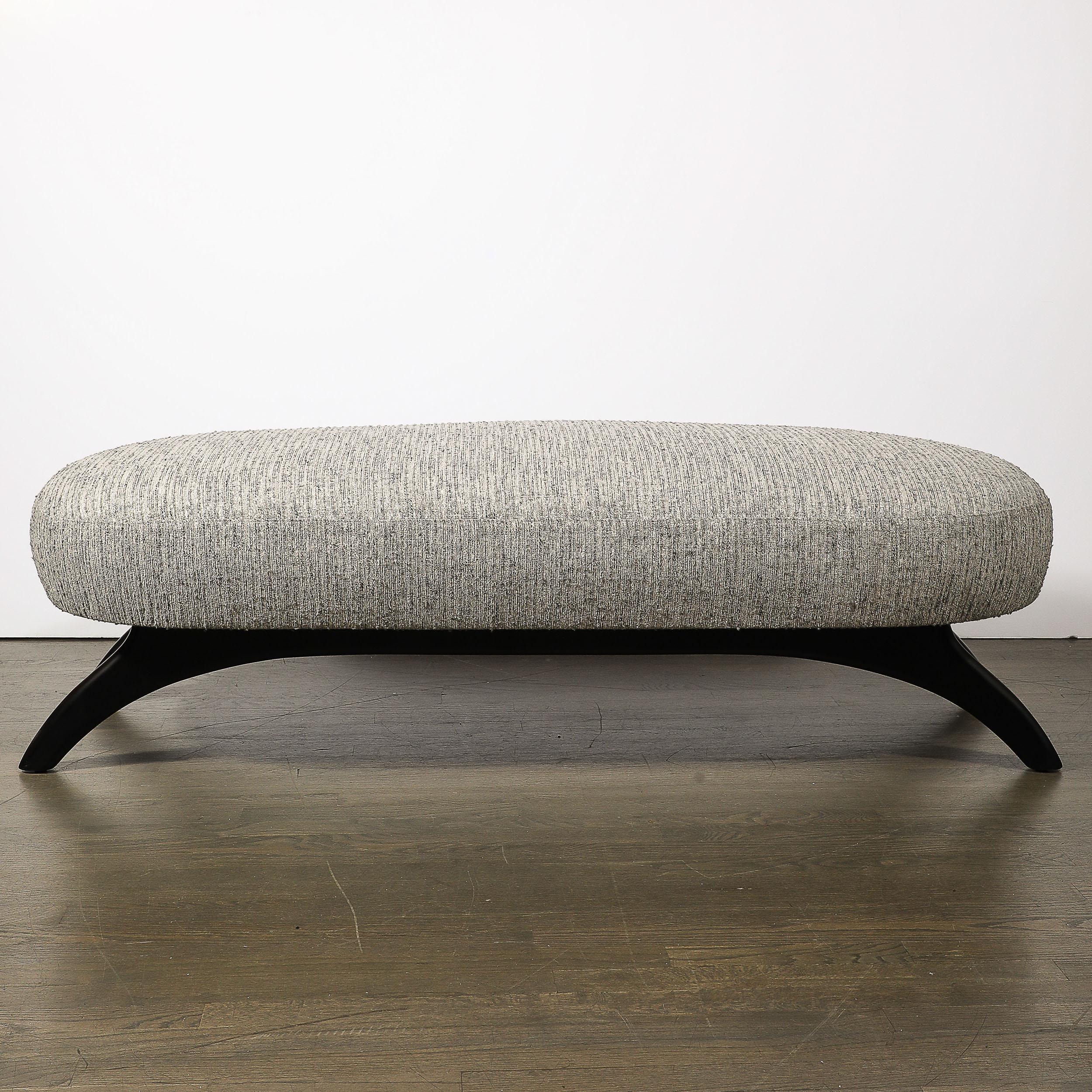 Mid-Century Modern Mid-Century Oval Bench W/ Sculptural Ebonized Walnut Supports by Adrian Pearsall