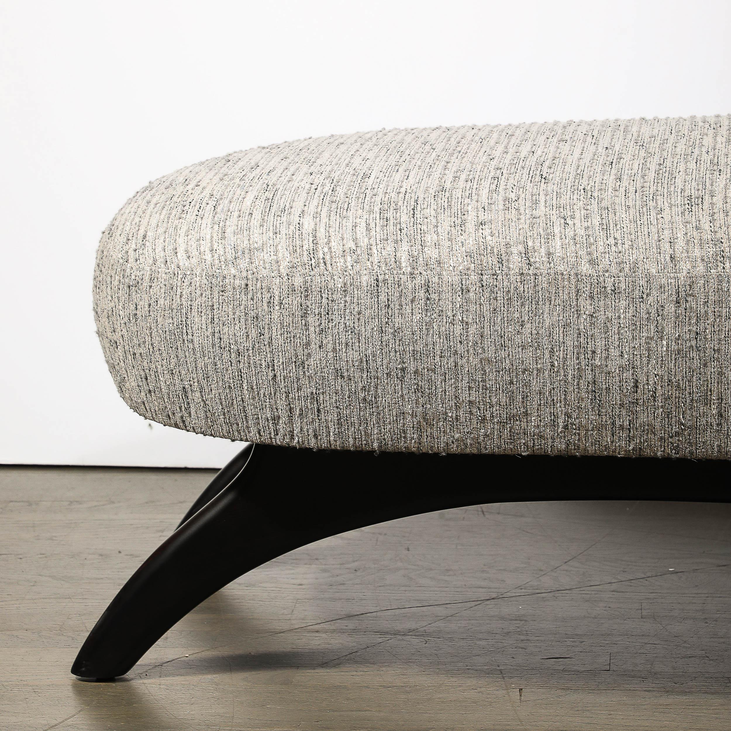 American Mid-Century Oval Bench W/ Sculptural Ebonized Walnut Supports by Adrian Pearsall