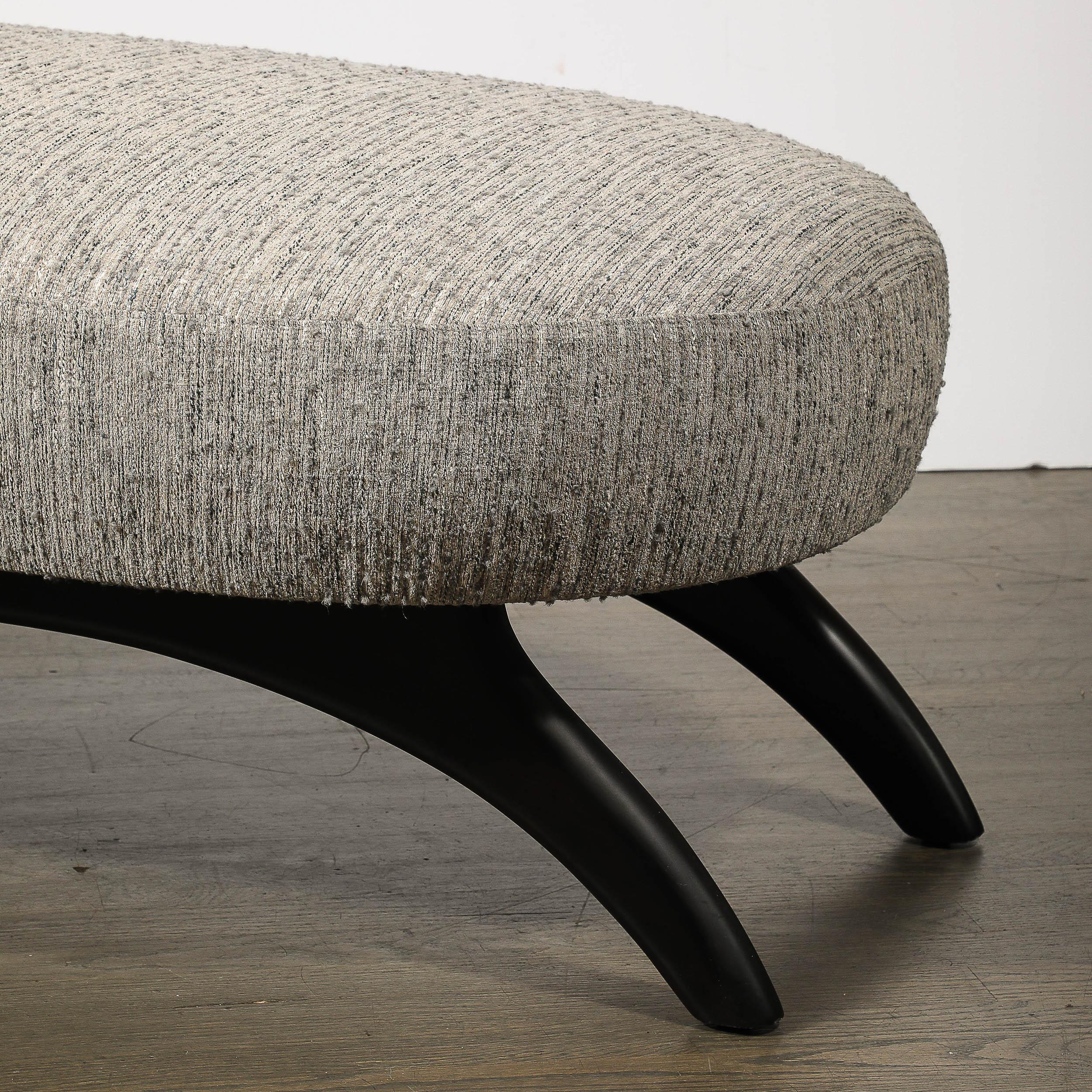 Mid-Century Oval Bench W/ Sculptural Ebonized Walnut Supports by Adrian Pearsall In Excellent Condition In New York, NY