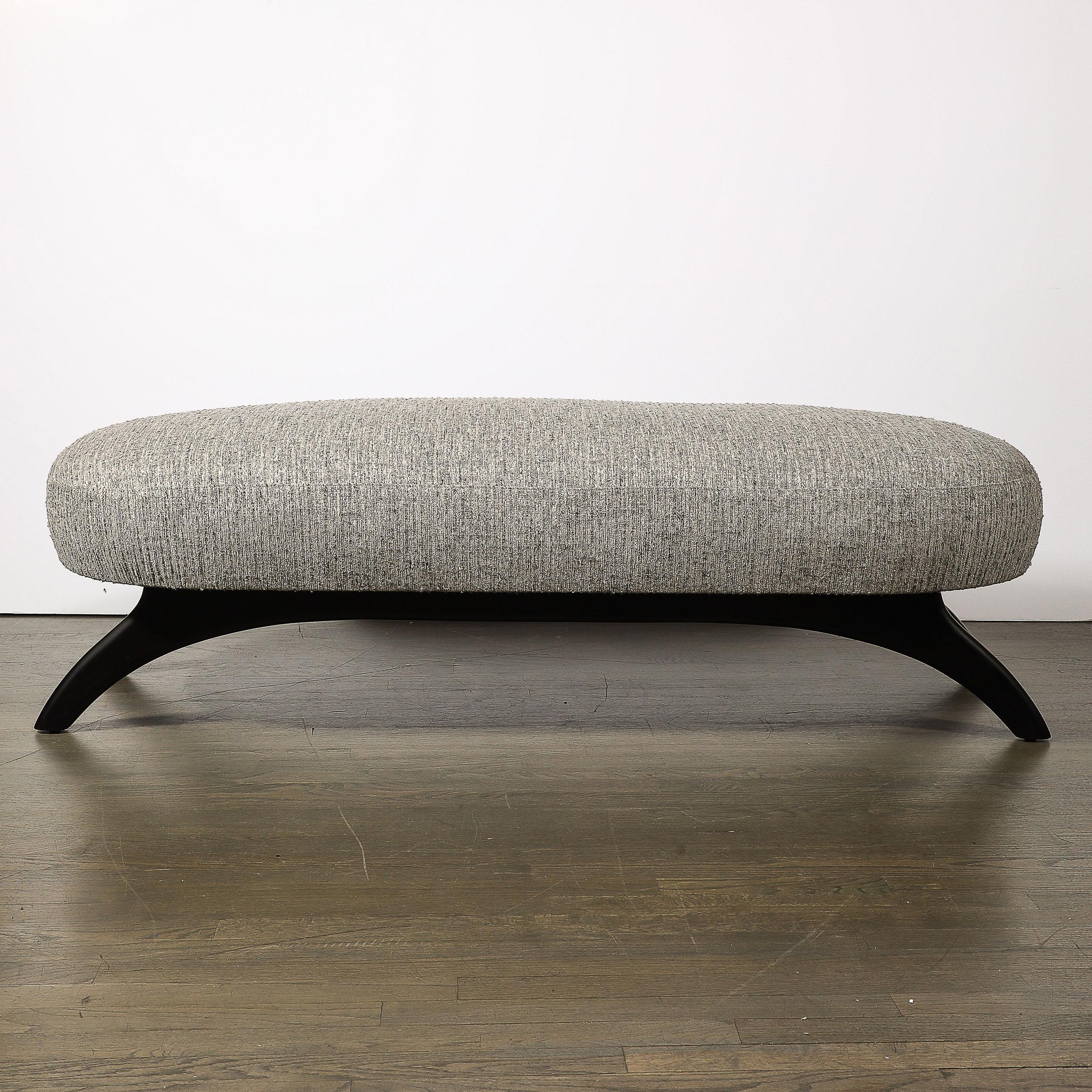 Mid-Century Oval Bench W/ Sculptural Ebonized Walnut Supports by Adrian Pearsall 2