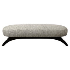 Mid-Century Oval Bench W/ Sculptural Ebonized Walnut Supports by Adrian Pearsall