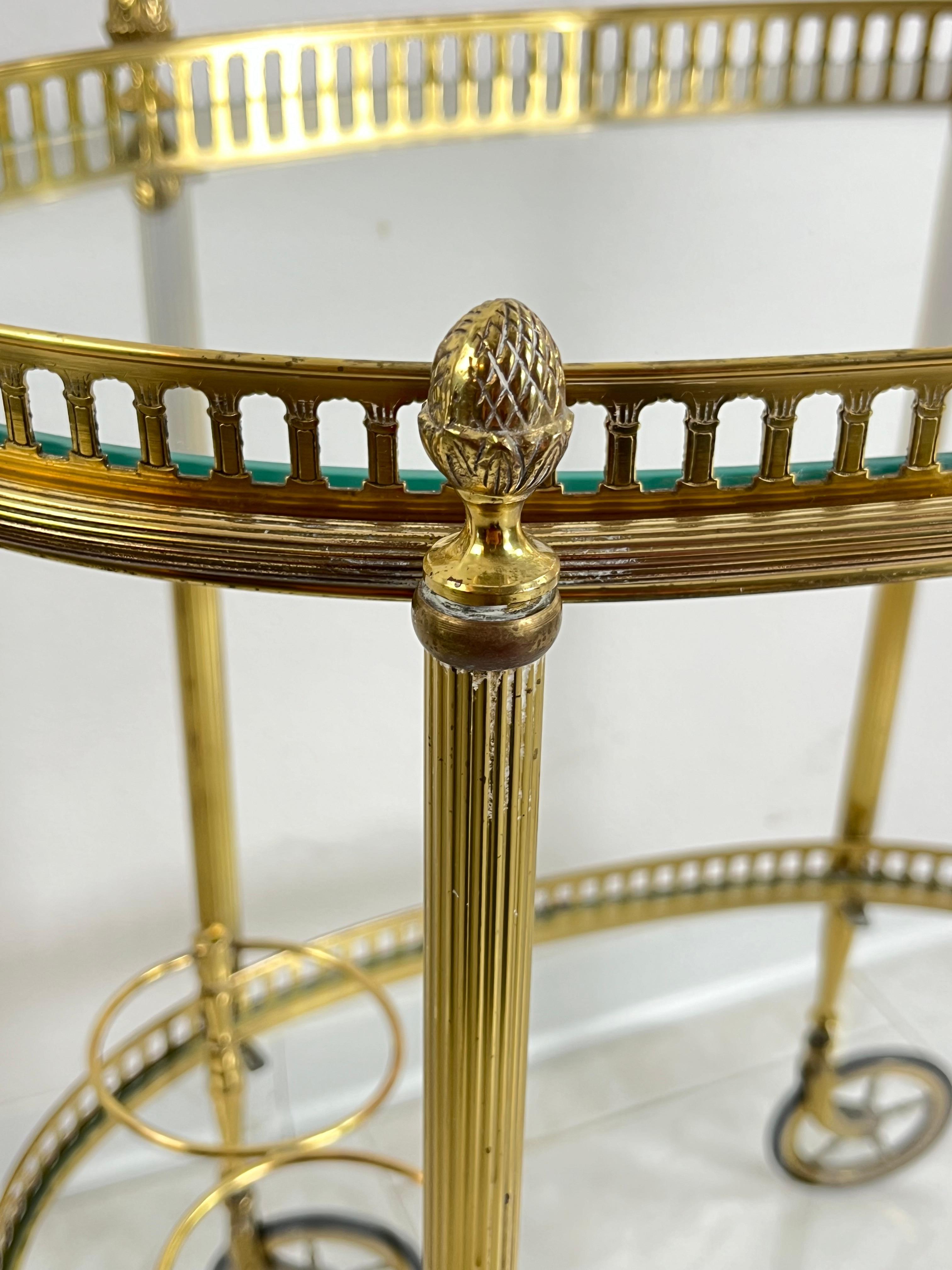 Mid-Century Oval Brass Bar Cart Attributed To Paolo Buffa 1950s For Sale 1