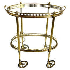 Vintage Mid-Century Oval Brass Bar Cart Attributed To Paolo Buffa 1950s