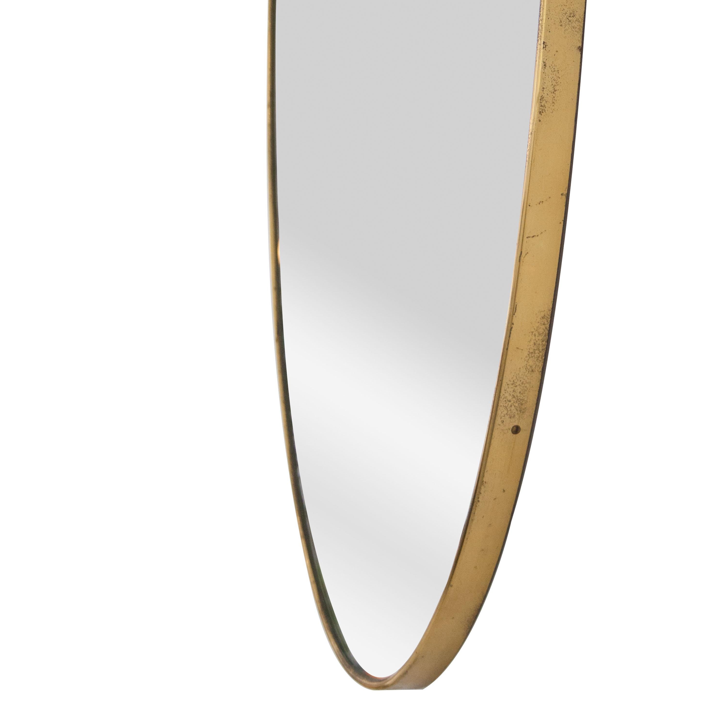 Mid-Century Oval Brass Framed Mirror, Italy, 1950 In Good Condition In Madrid, ES