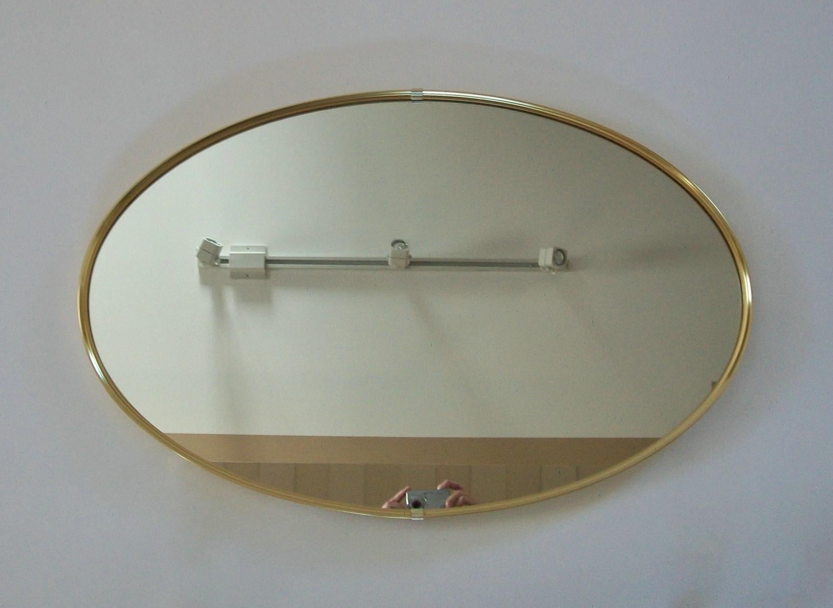 20th Century Midcentury Oval Brass Framed Mirror, Italy, circa 1970s