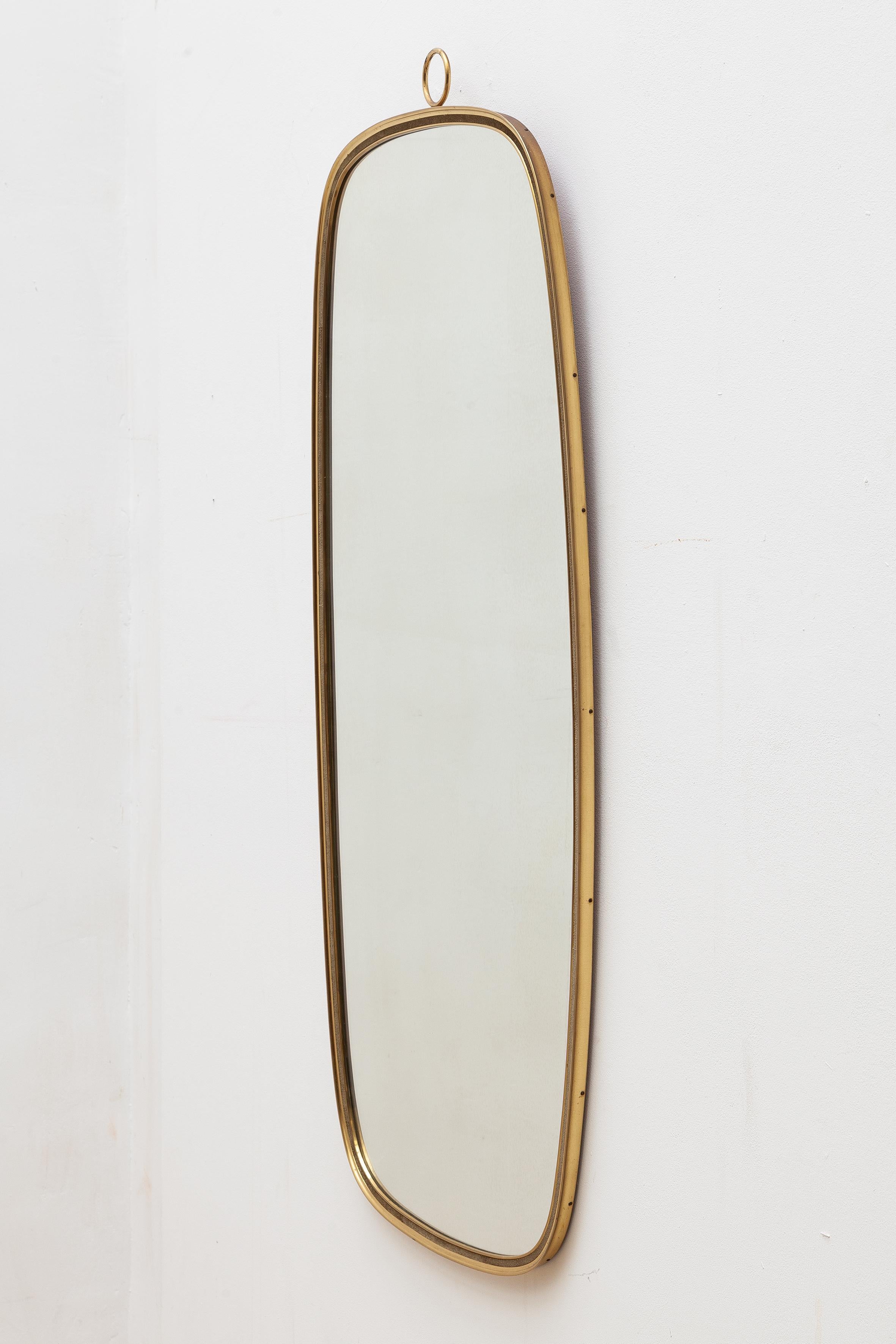 Mid-Century Modern Midcentury Oval Brass Mirror 1950s, Italy