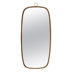 Midcentury Oval Brass Mirror 1950s, Italy