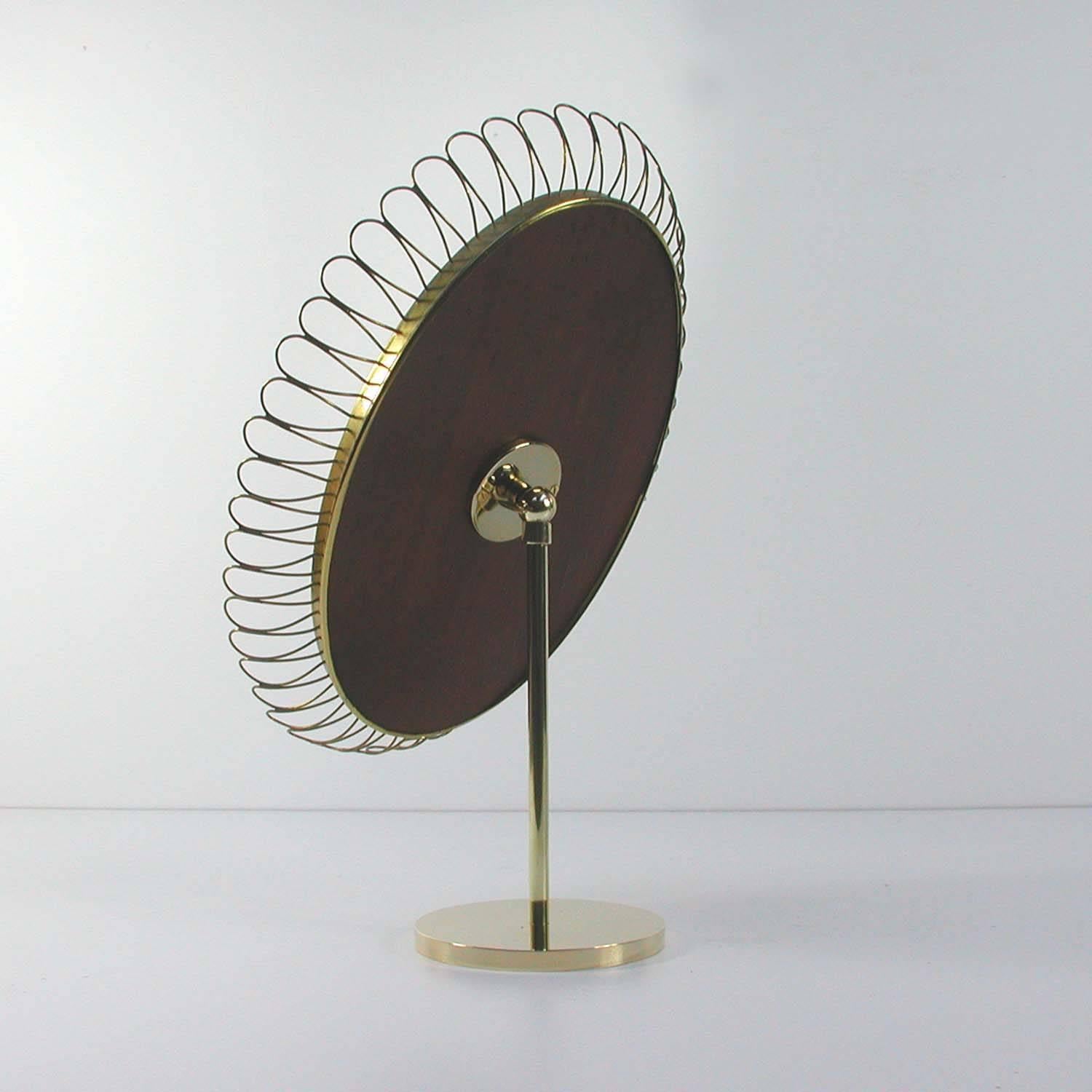 Swedish Midcentury Oval Brass Table Mirror Josef Frank Svenskt Tenn Style, 1950s