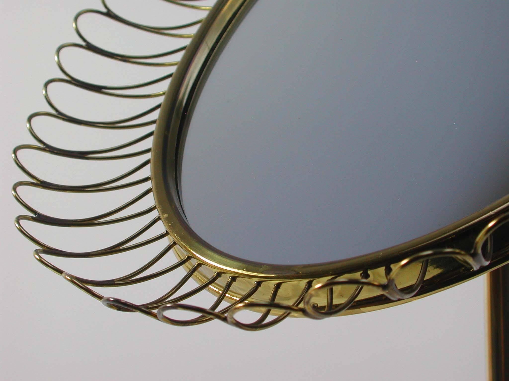 Midcentury Oval Brass Table Mirror Josef Frank Svenskt Tenn Style, 1950s 3