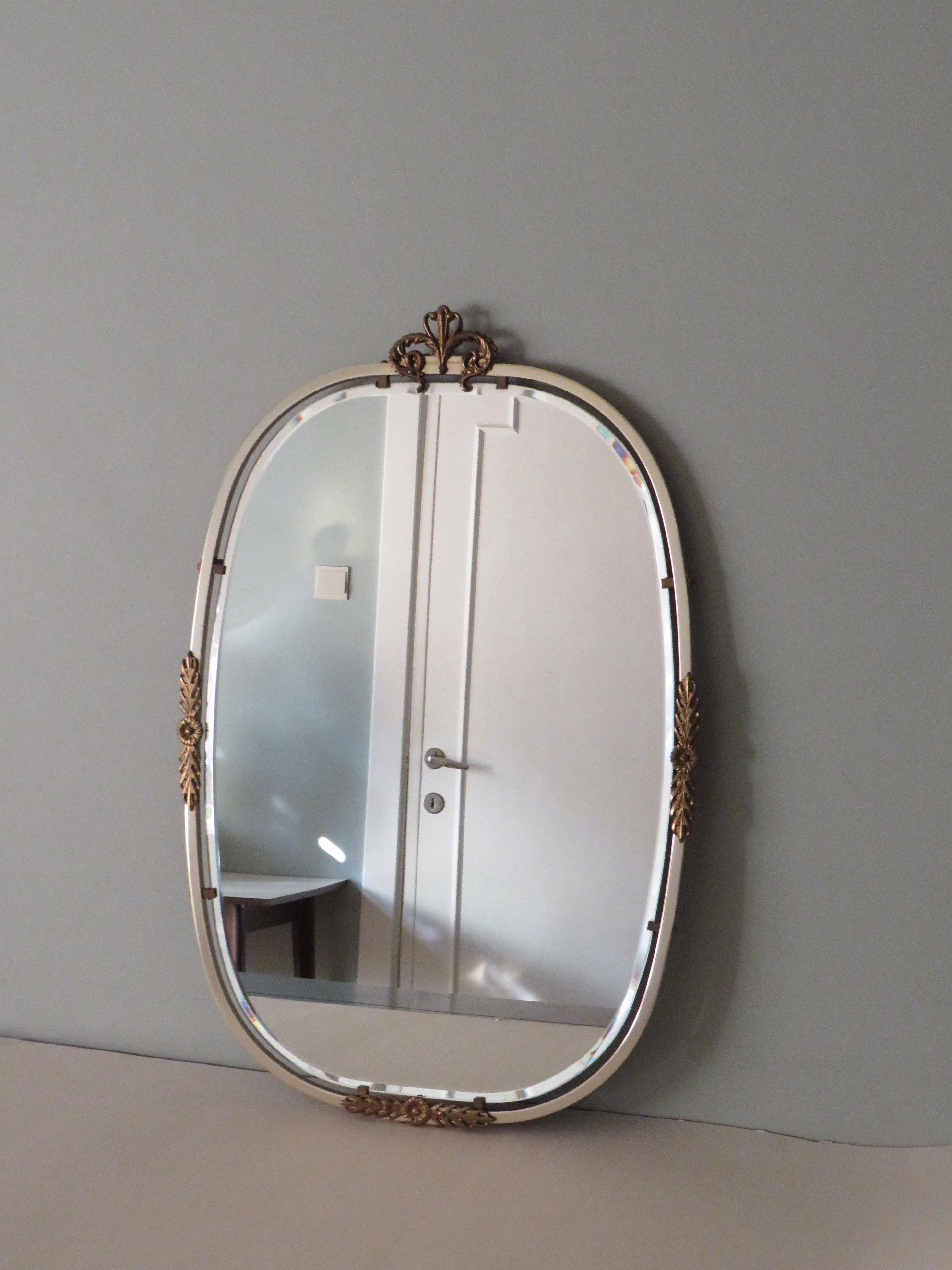 Mid Century Oval Cut Mirror, Belgium 1960s 5