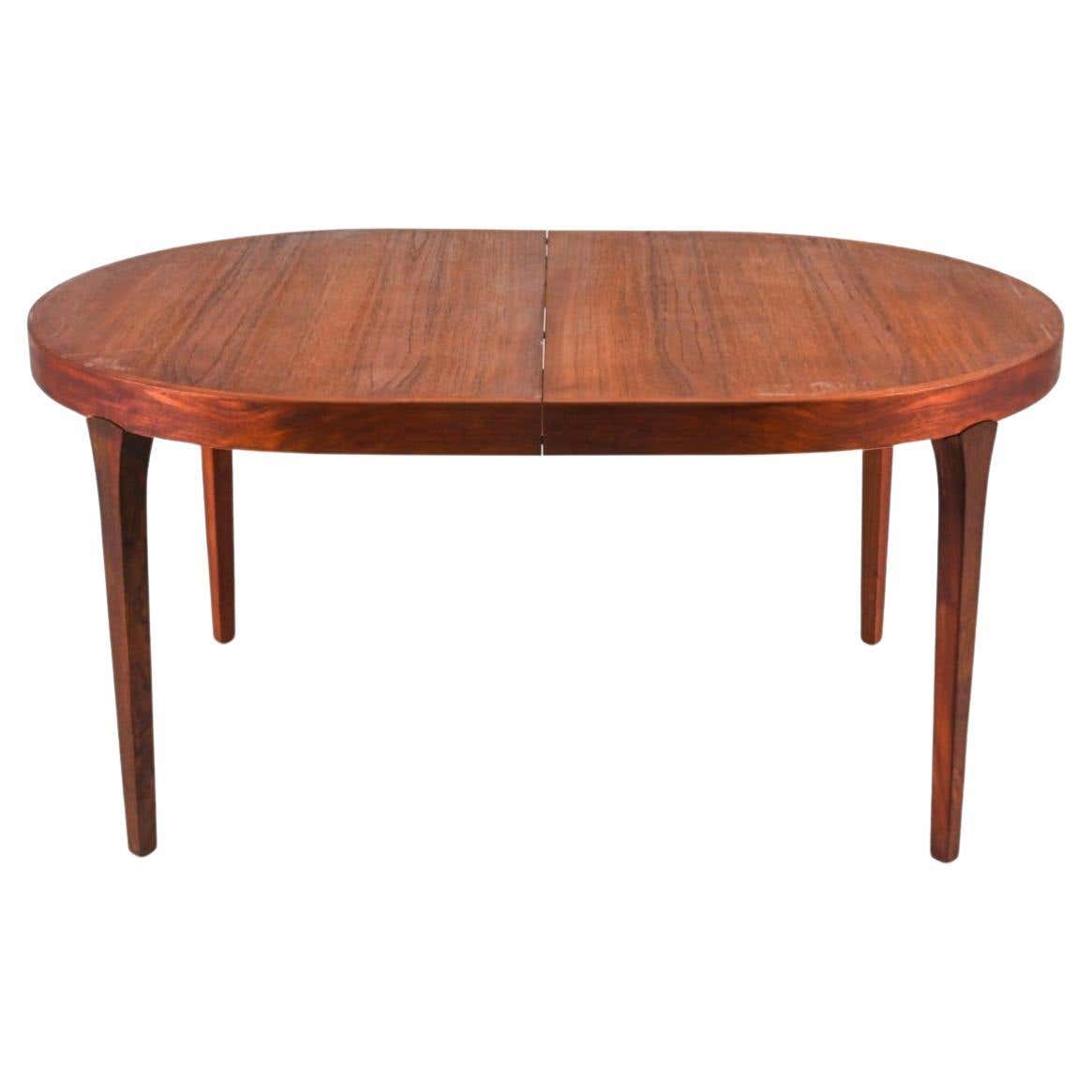 Mid Century Oval dark Teak Danish Modern Extension Dining Table 2 ...