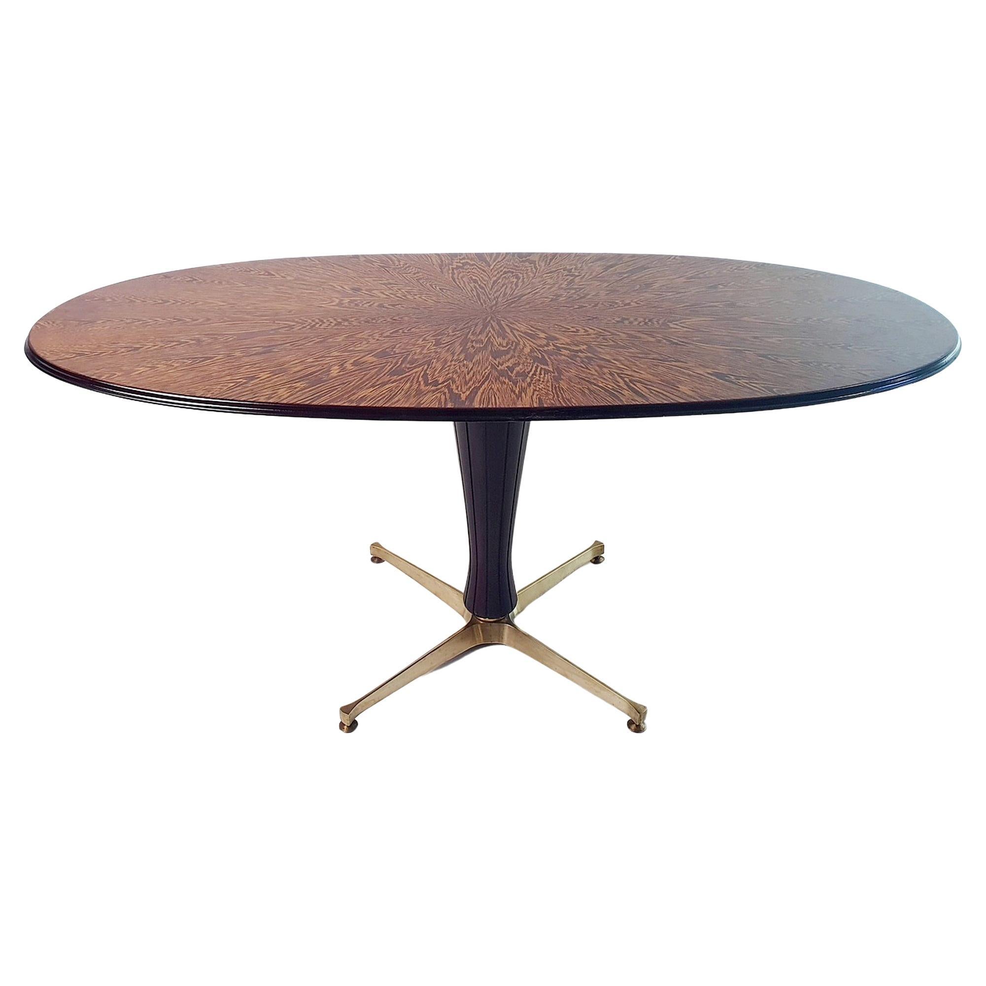 Mid Century Oval Dining Table Italy For Sale